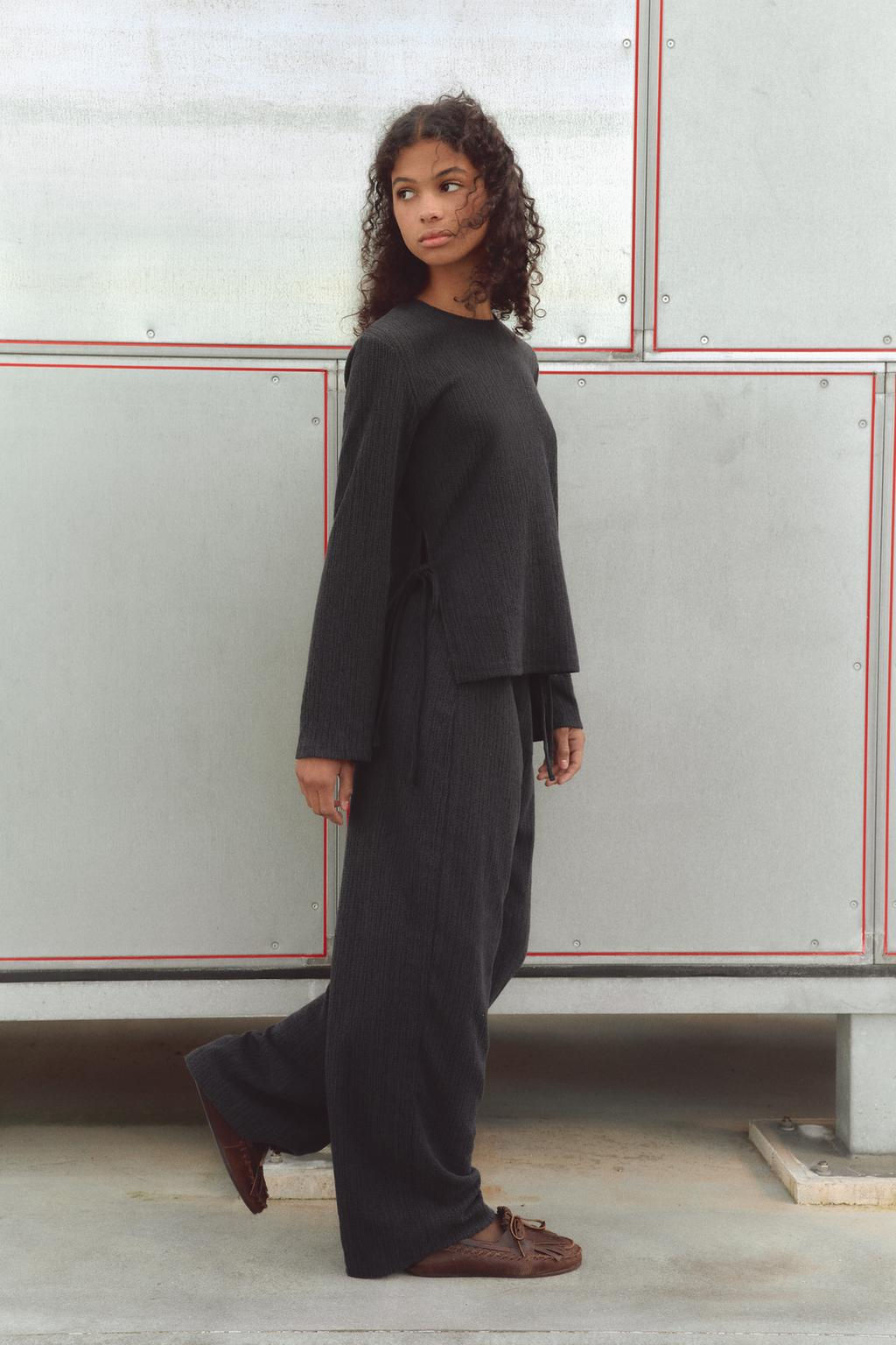 TEXTURED STRAIGHT-LEG TROUSERS - Zara фото 10