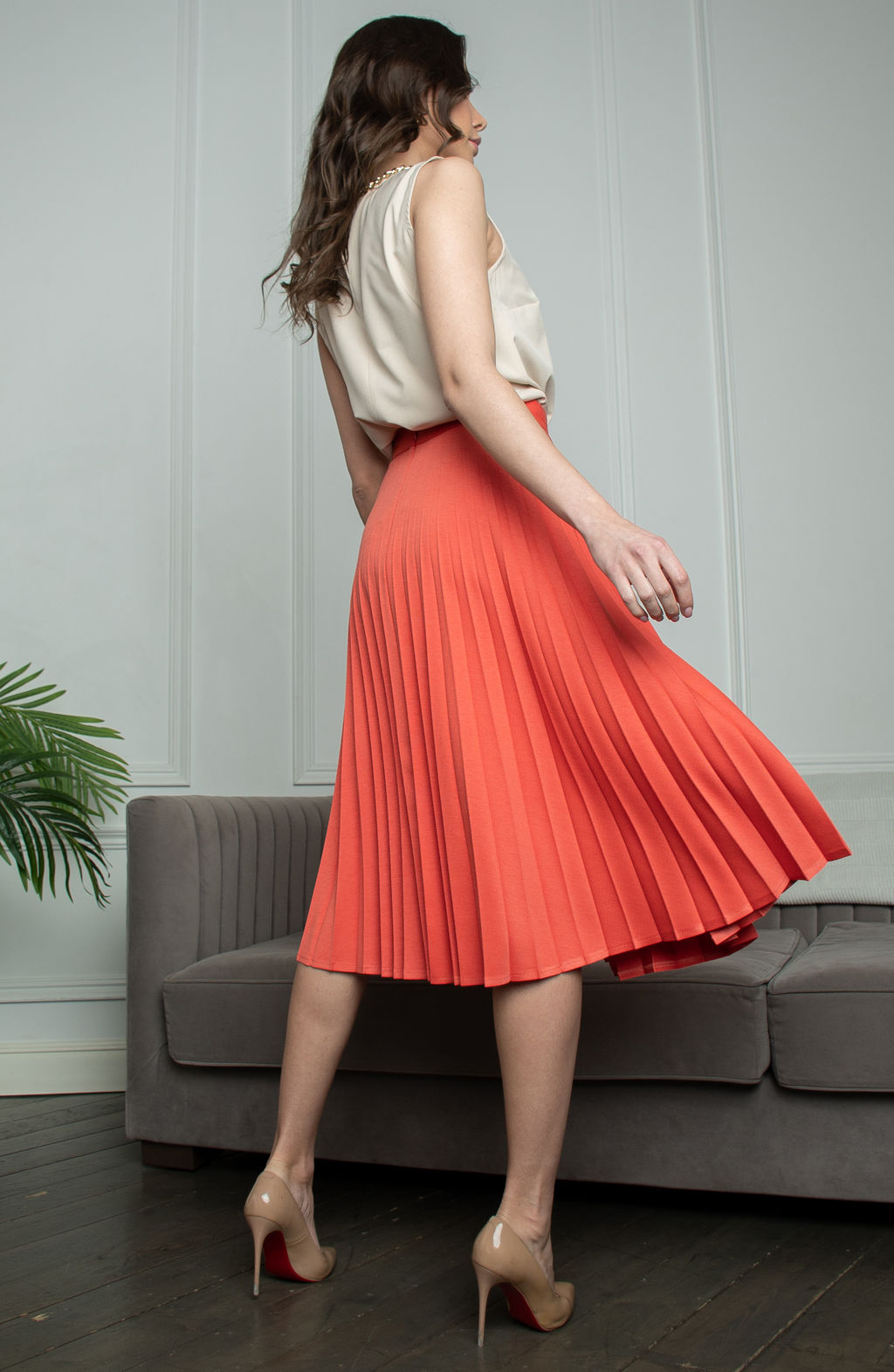 Юбка-гофре терракотовый - Donna saggia фото 2