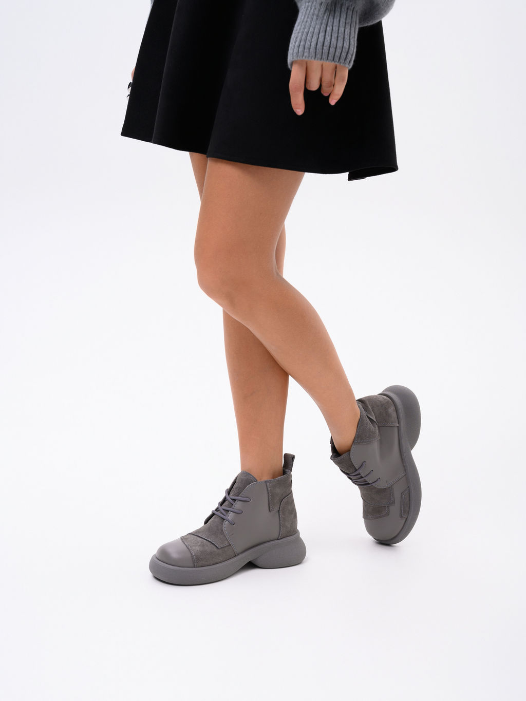 Ботинки EDART 305.927gr. Серый замок замша+серый игуана+серый/мех фото 10