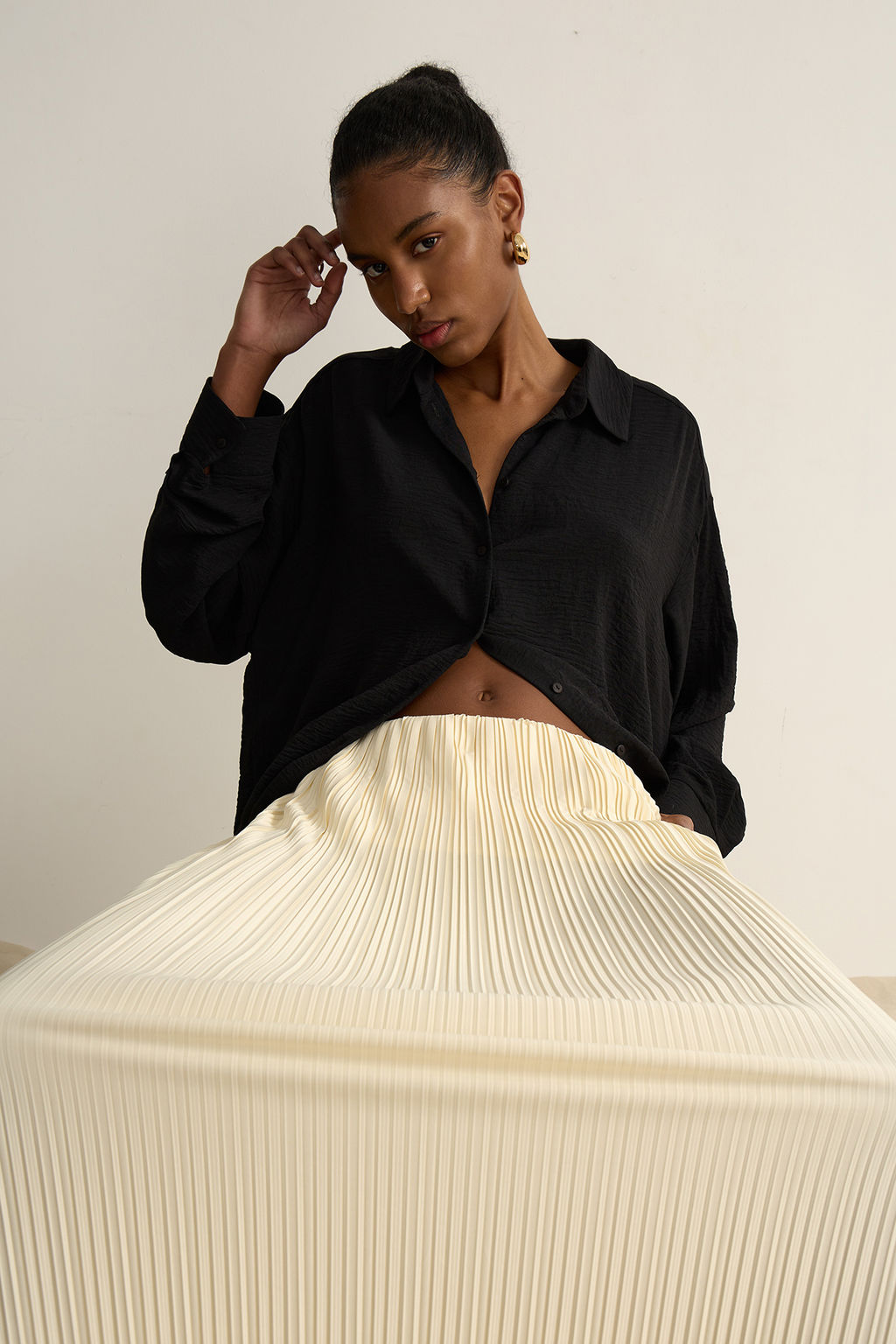 Рубашка оверсайз из жатого хлопка - Mollis фото 4