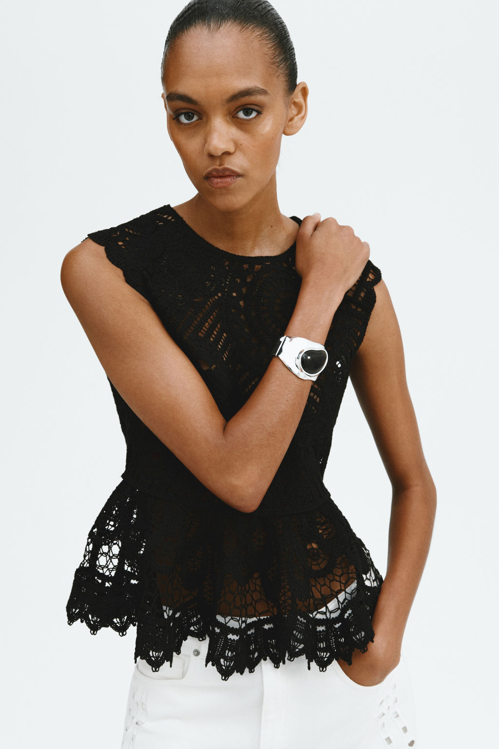 Top efecto crochet con peplum - H&m фото 6