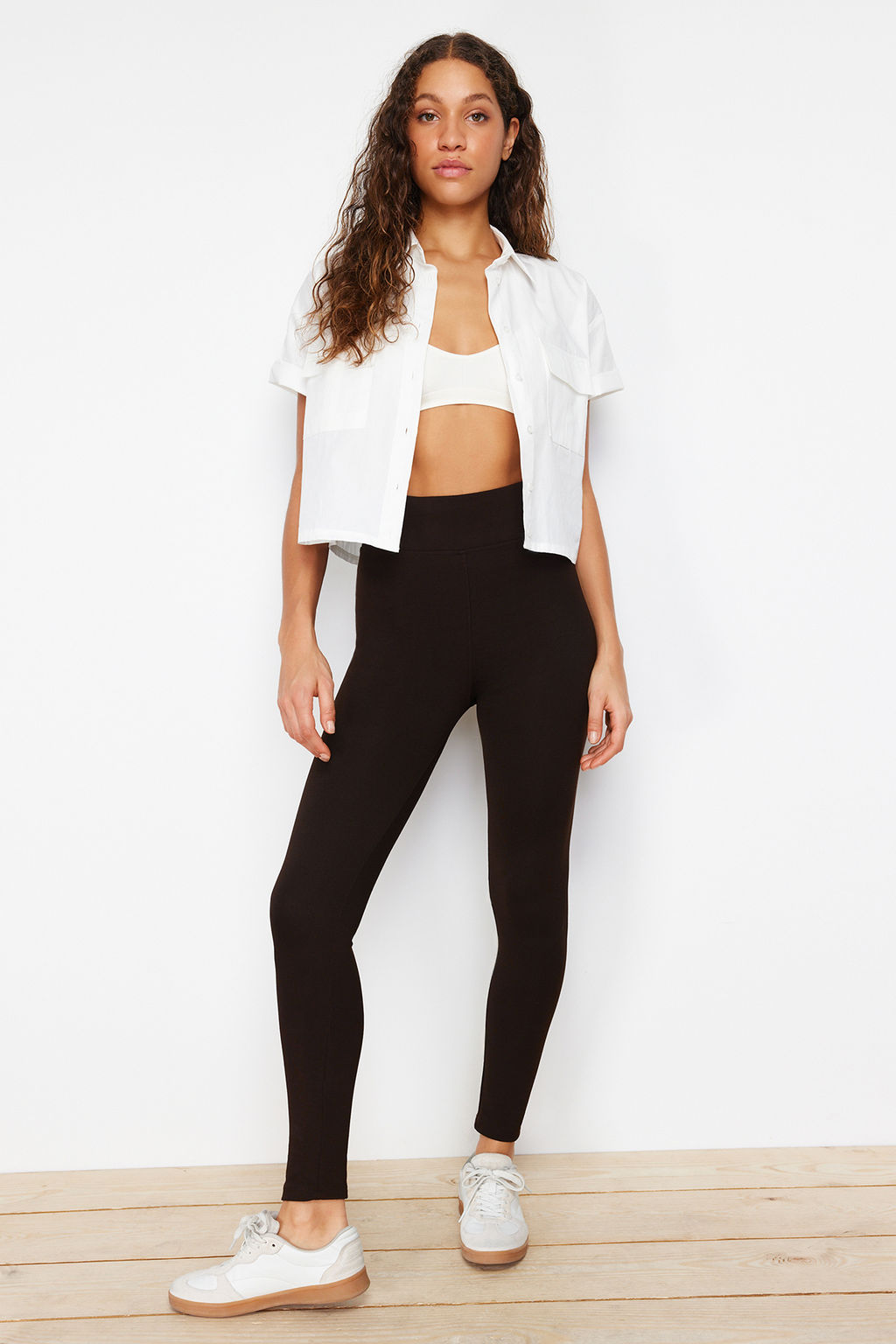 Siyah Toparlay?c? Beli Lastikli Yuksek Bel Esnek Orme Tayt TWOAW20TA0087 - Trendyolmilla фото 19