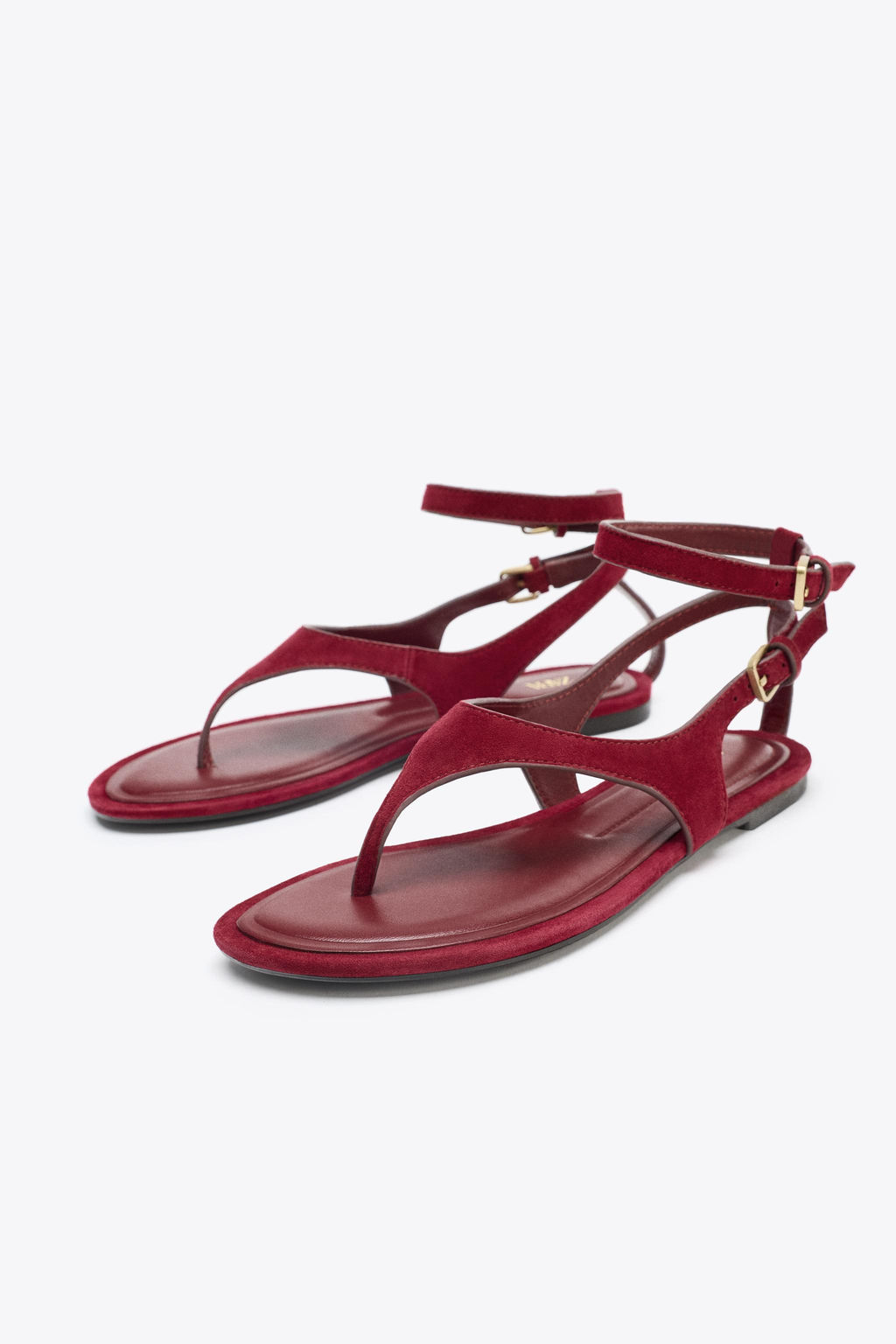 SPLIT SUEDE FLAT TOE POST SANDALS - Zara фото 3