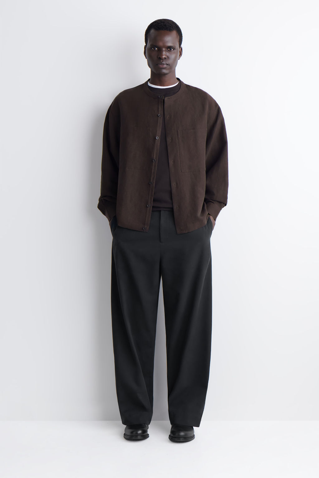 CAMISA OVERSIZE DE LINO CON CUELLO MAO - H&m фото 5