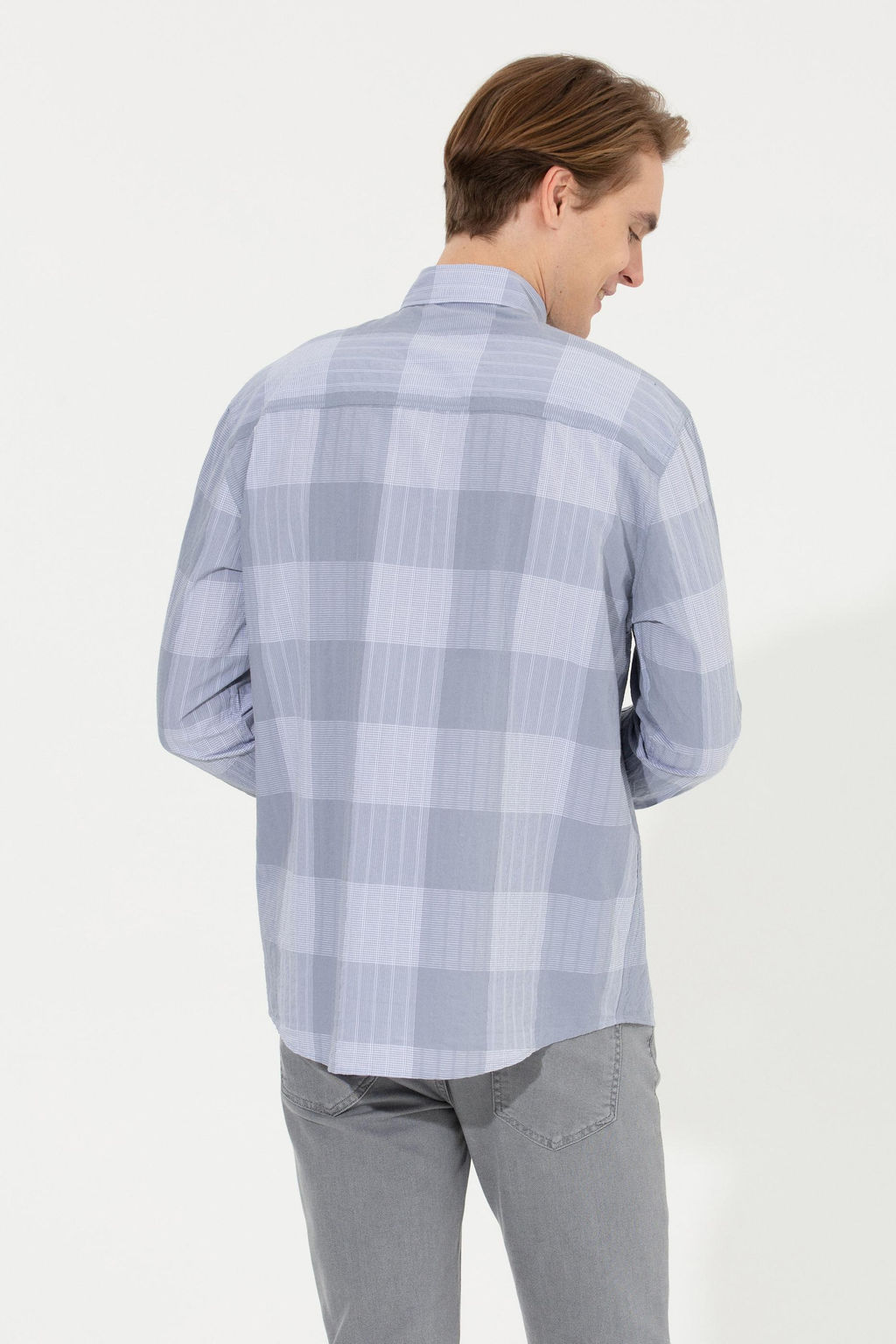 U. S. Polo Assn / Мужская серая рубашка в шотландскую клетку - U.s. polo assn фото 17