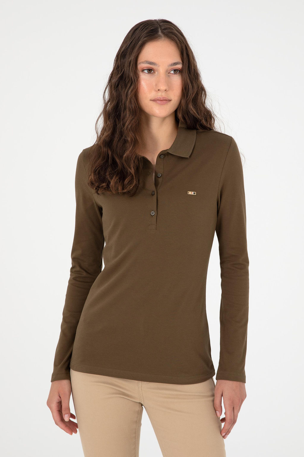 Женский базовый свитшот цвета хаки Неожиданная скидка в корзине - U.s. polo assn фото 3
