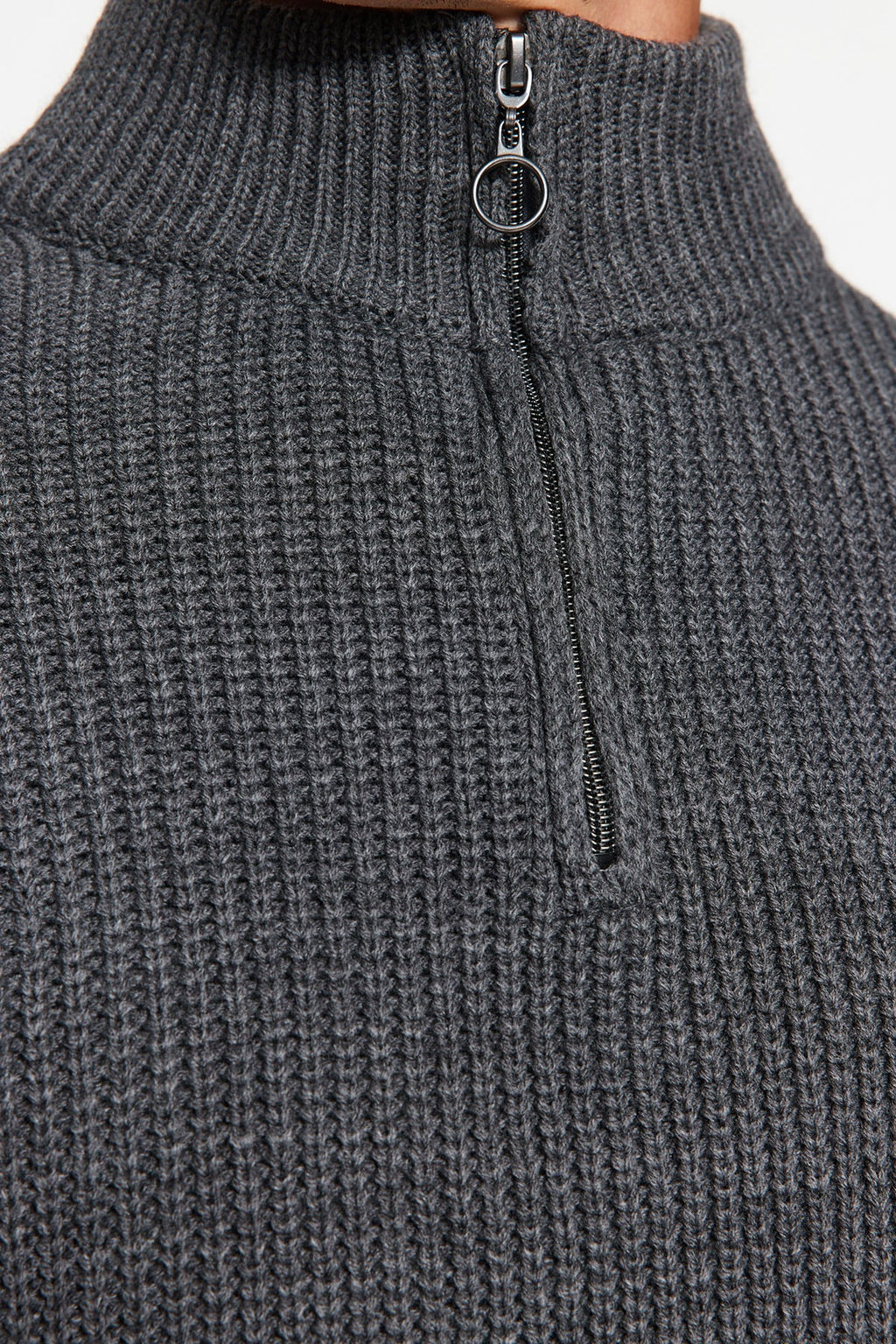 TRENDYOL MAN Indigo Casual Regular Yar?m Bal?kc? Yaka Duz Triko Kazak TMNAW22KZ1908 - Trendyolmilla фото 6