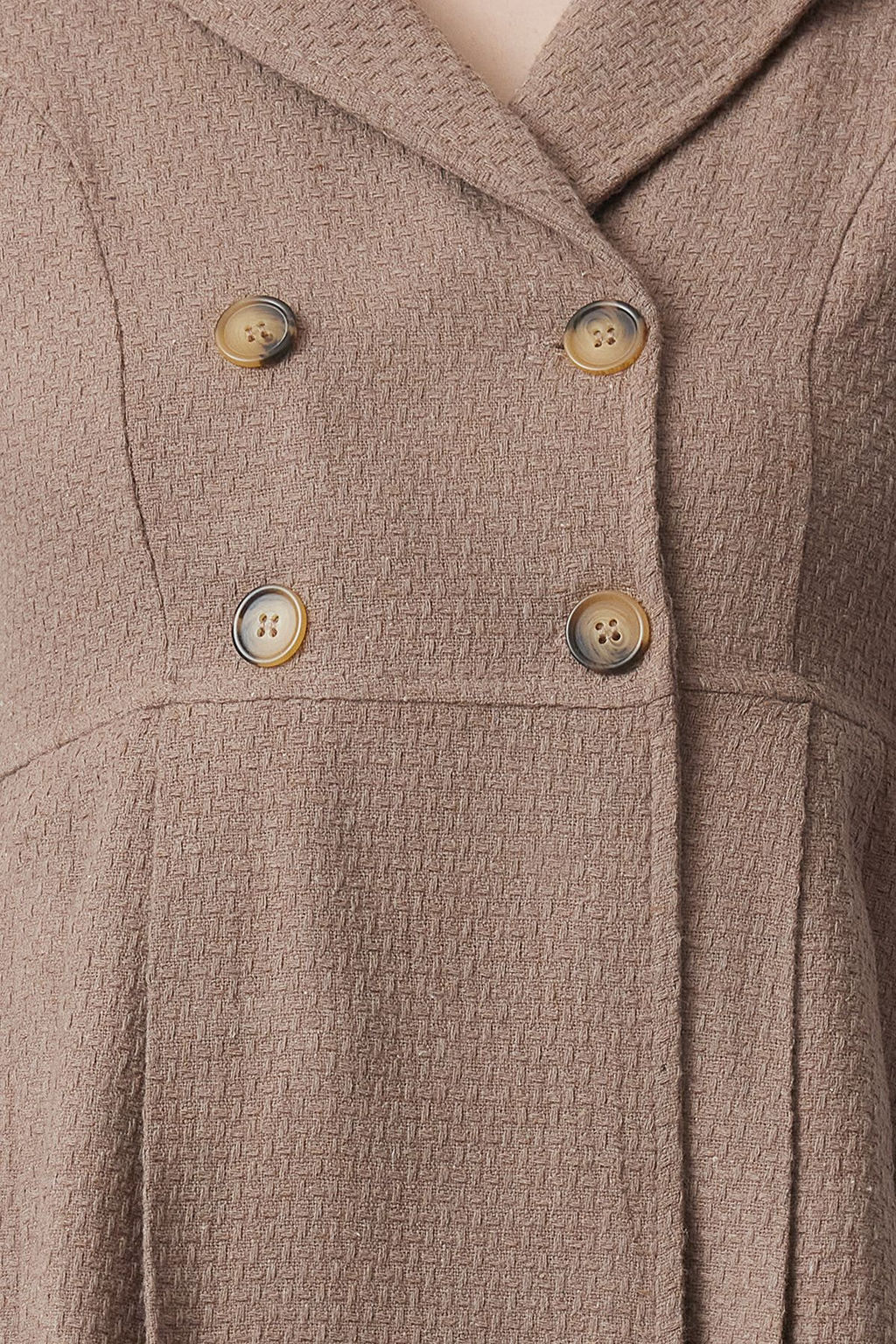 Kahverengi Pileli Dugmeli Mini Dokuma Elbise TWOAW24EL00338 - Trendyolmilla фото 3