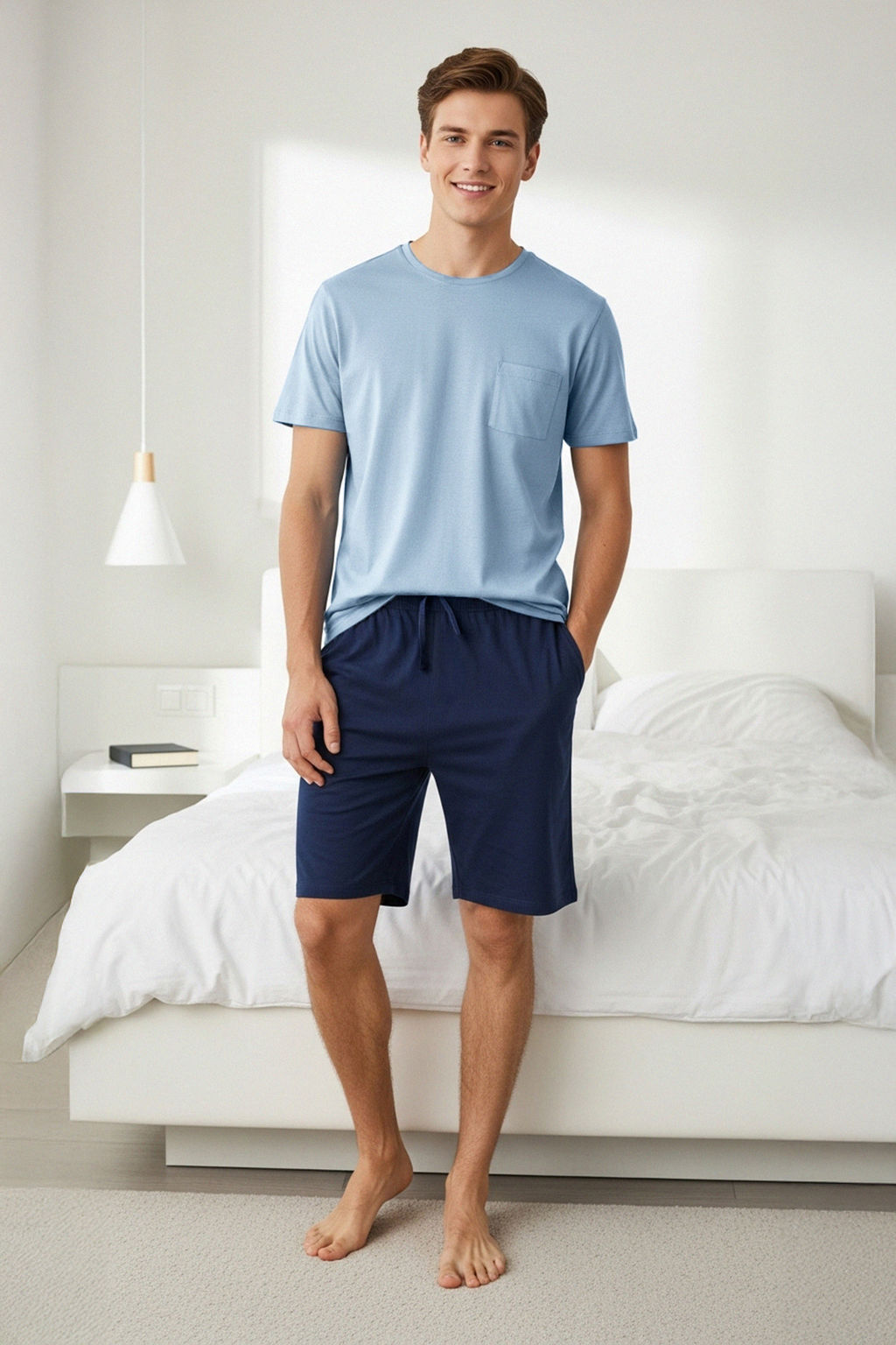 TRENDYOL MAN Siyah - Gri Regular Fit Orme Sortlu Pijama Tak?m? TMNSS25PT00033 - Trendyolmilla фото 12