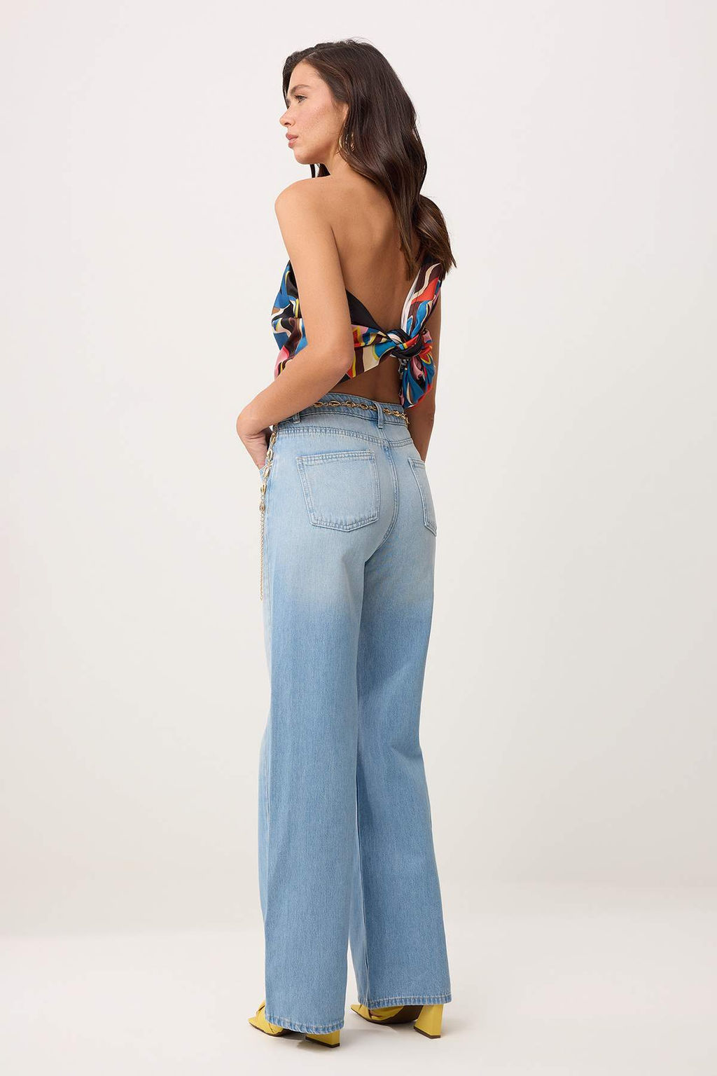 Mavi Kemerli %100 Pamuk Zincir Kemer Detayl? Yuksek Bel Wide Leg Jeans TWOSS26JE00233 - Trendyolmilla фото 6
