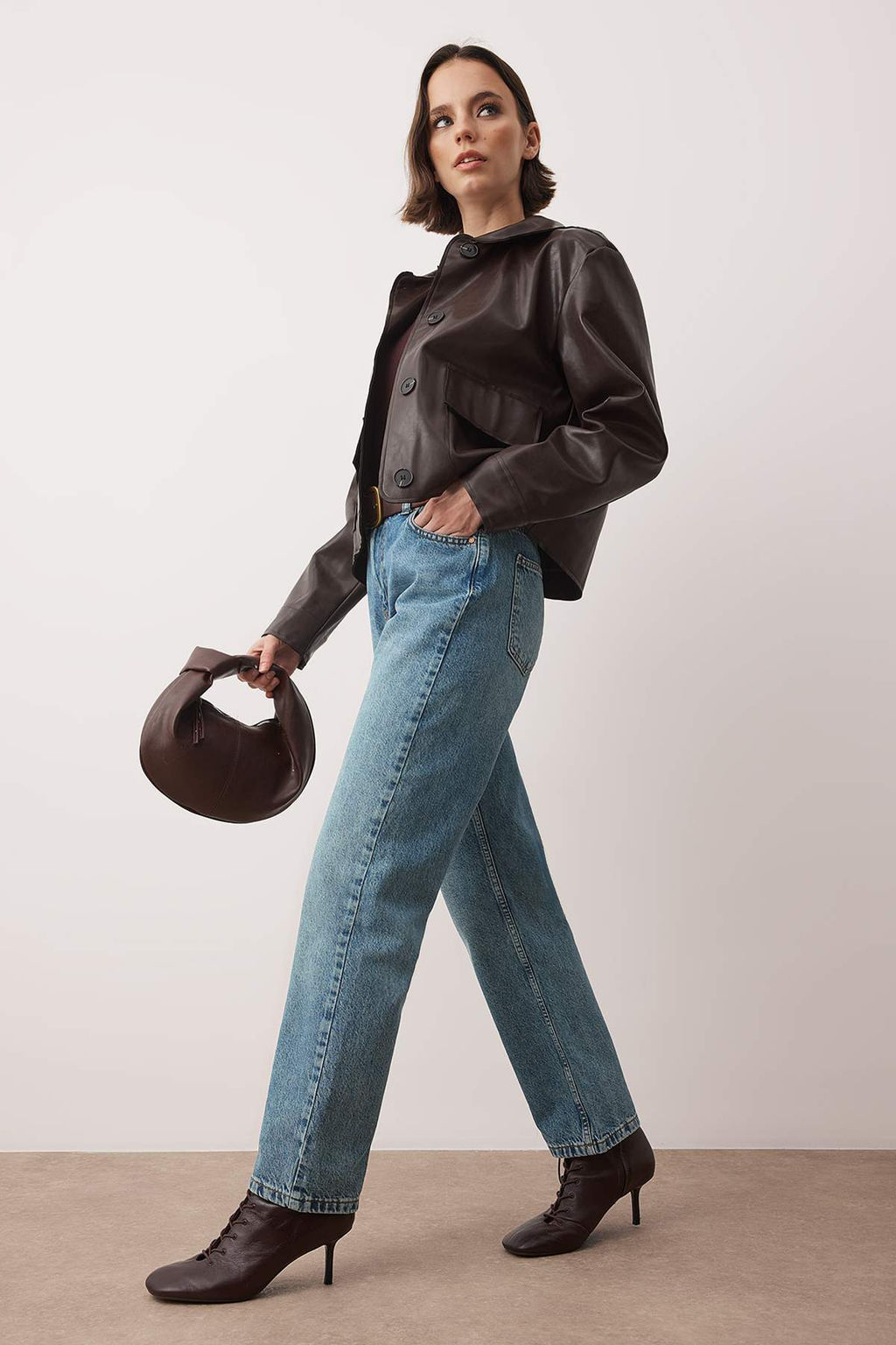 Ac?k Mavi Yuksek Bel Boru Paca Straight Duz Kesim Jeans TWOAW26JE00060 - Trendyolmilla фото 8