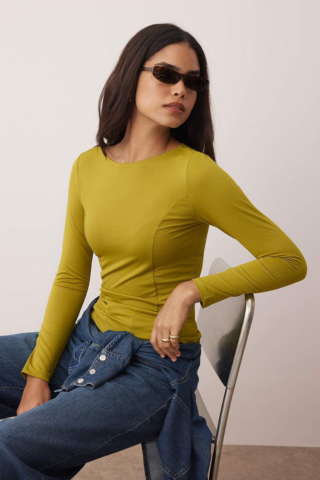 Siyah Fitted/Vucuda Oturan Uzun Kollu Kay?k Yaka Esnek Orme Bluz TWOAW26BZ00108 - Trendyolmilla фото 5