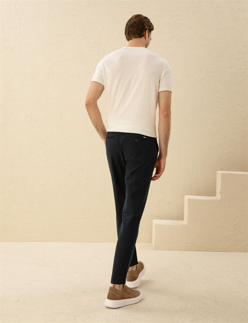 Lacivert Carrot Fit Keten Kar___ml_ Kanvas Pantolon - Pierre cardin фото 4