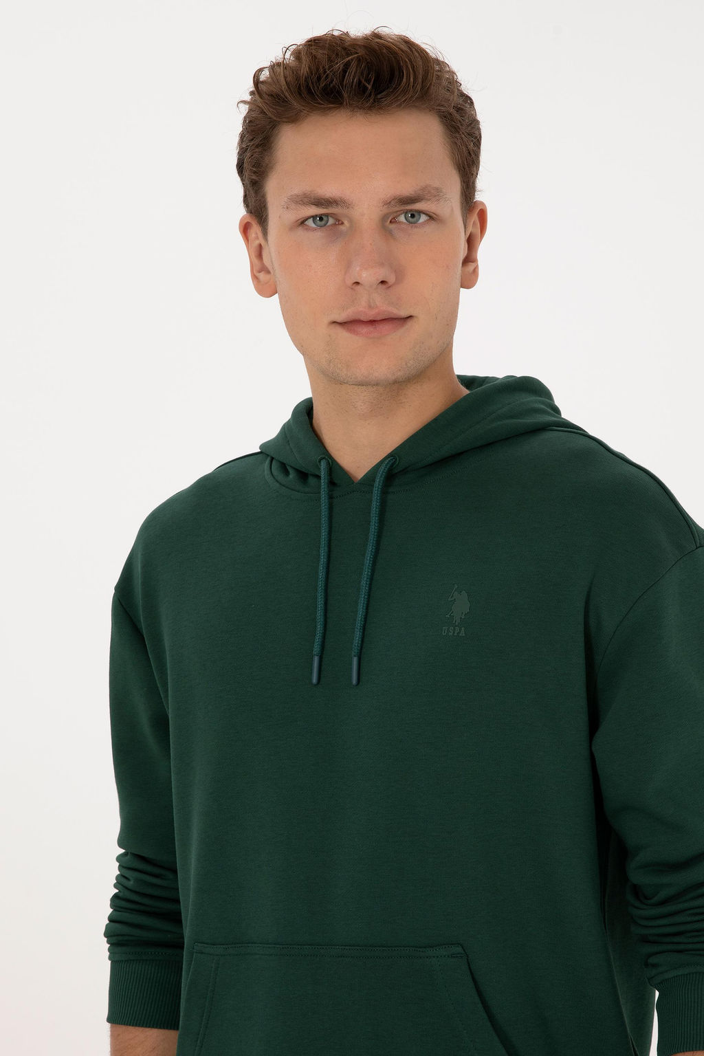 Erkek Comfort Fit Kap__onlu Koyu Ye_il Basic Sweatshirt - U.s. polo assn фото 2