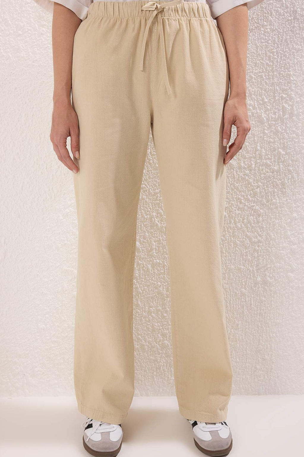 Tas Yuksek Bel Beli Lastikli Wide Leg Pantolon TWOSS25JE00304 - Trendyolmilla фото 3