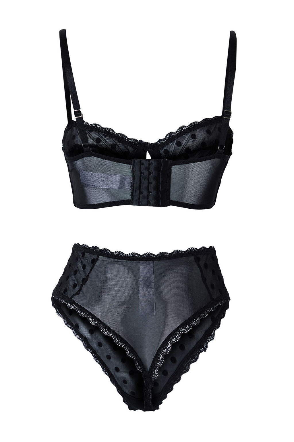 TRENDYOLMILLA Siyah Tul Puantiyeli Dantelli ve Kurdele/Fiyonk Detayl? Orme Ic Camas?r? Tak?m? THMAW25CC00005 фото 5