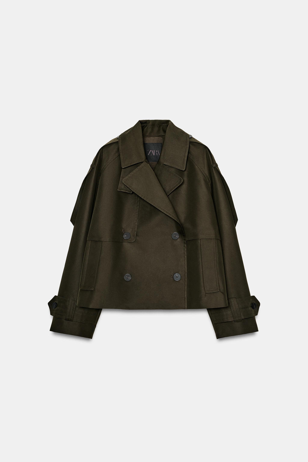 TRENCH CORTO WATER REPELLENT ZW COLLECTION / Khaki oscuro - Zara фото 6