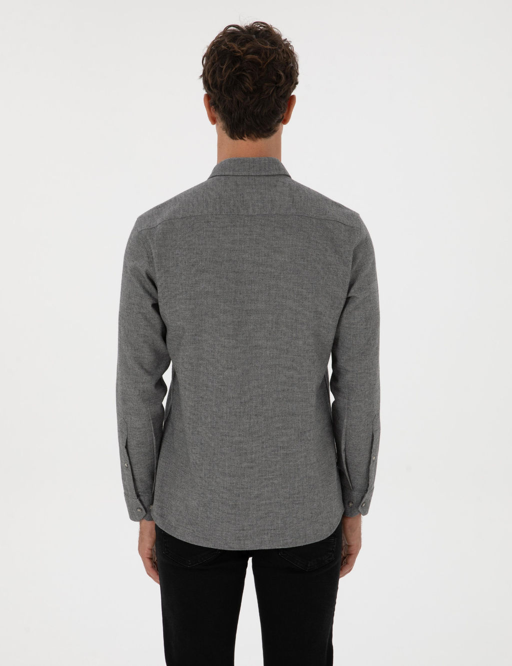 Gri Slim Fit Uzun Kollu G_mlek - Pierre cardin фото 5
