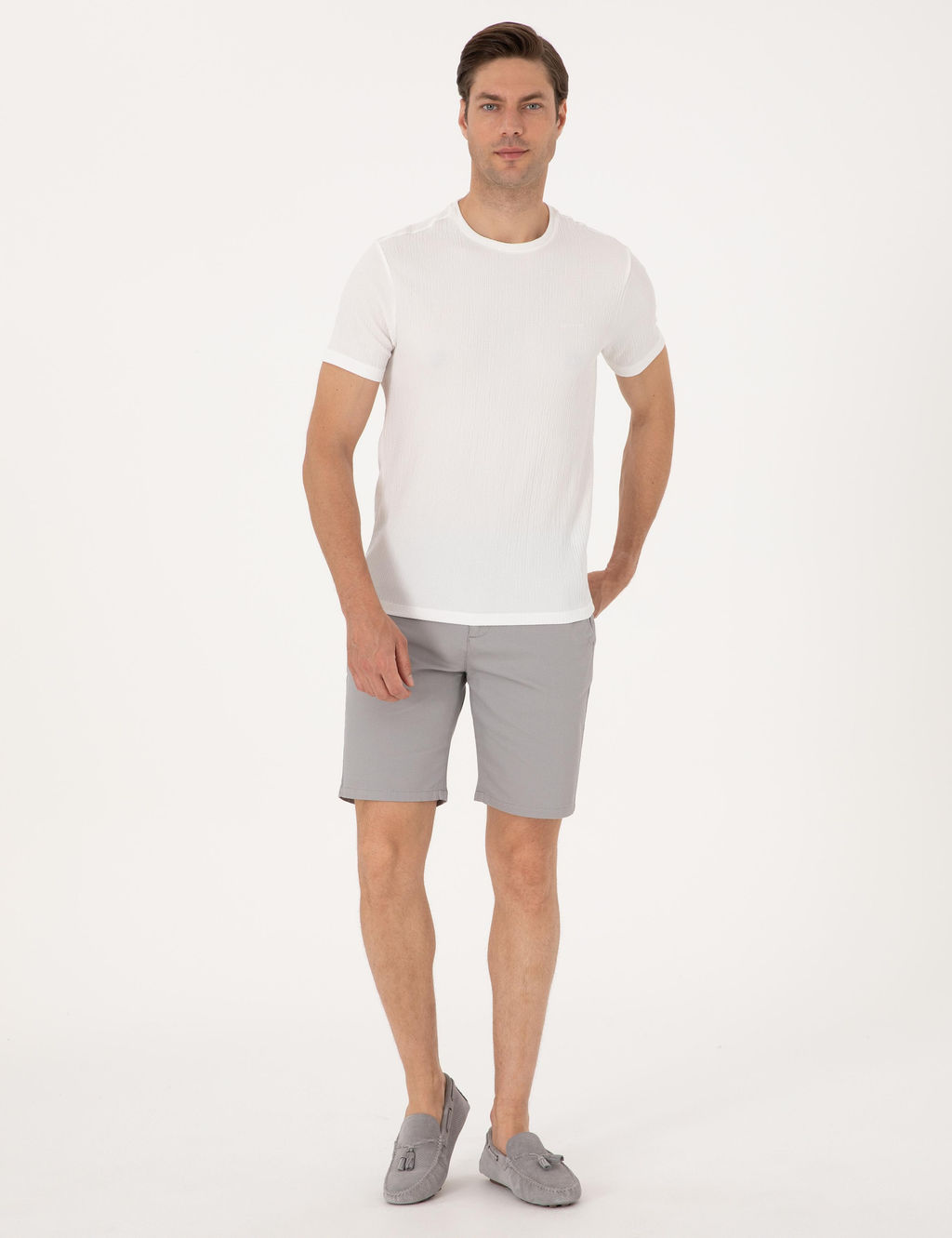 Gri Slim Fit Dokuma _ort