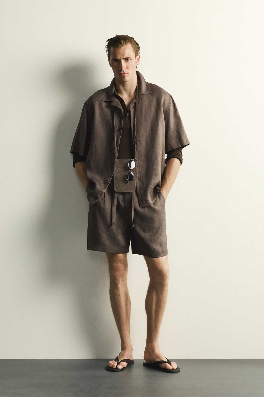 CAMISA RELAXED FIT 100% LINO / Marr?n / Topo - Zara фото 10