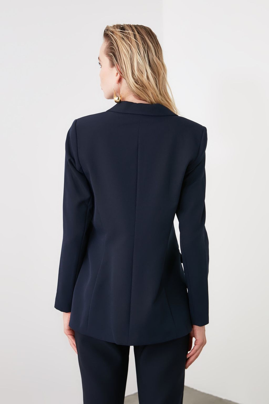 TRENDYOLMILLA Lacivert Regular Astarl? Dokuma Blazer Ceket TWOSS20CE0126  фото 16