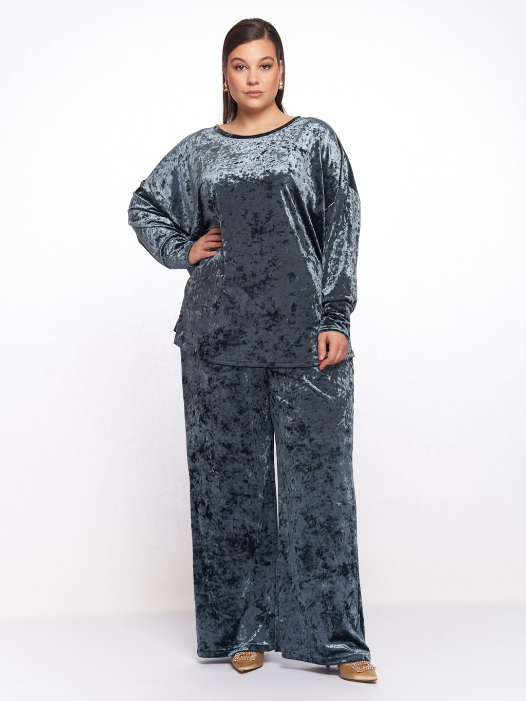 Бархатный костюм KO33511GRN12