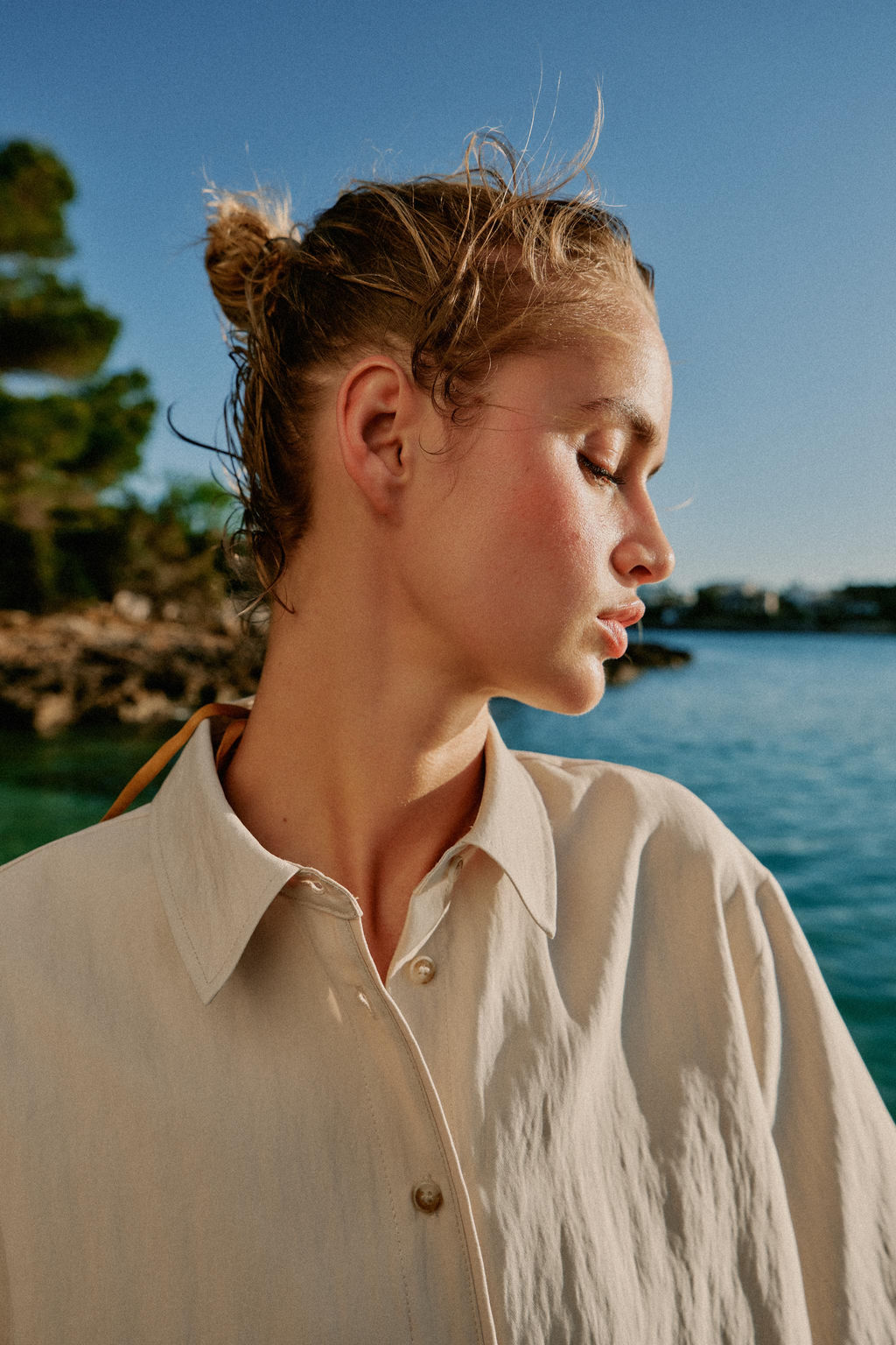 CAMISA CORTA MANGA ANCHA / Beige - Zara фото 4