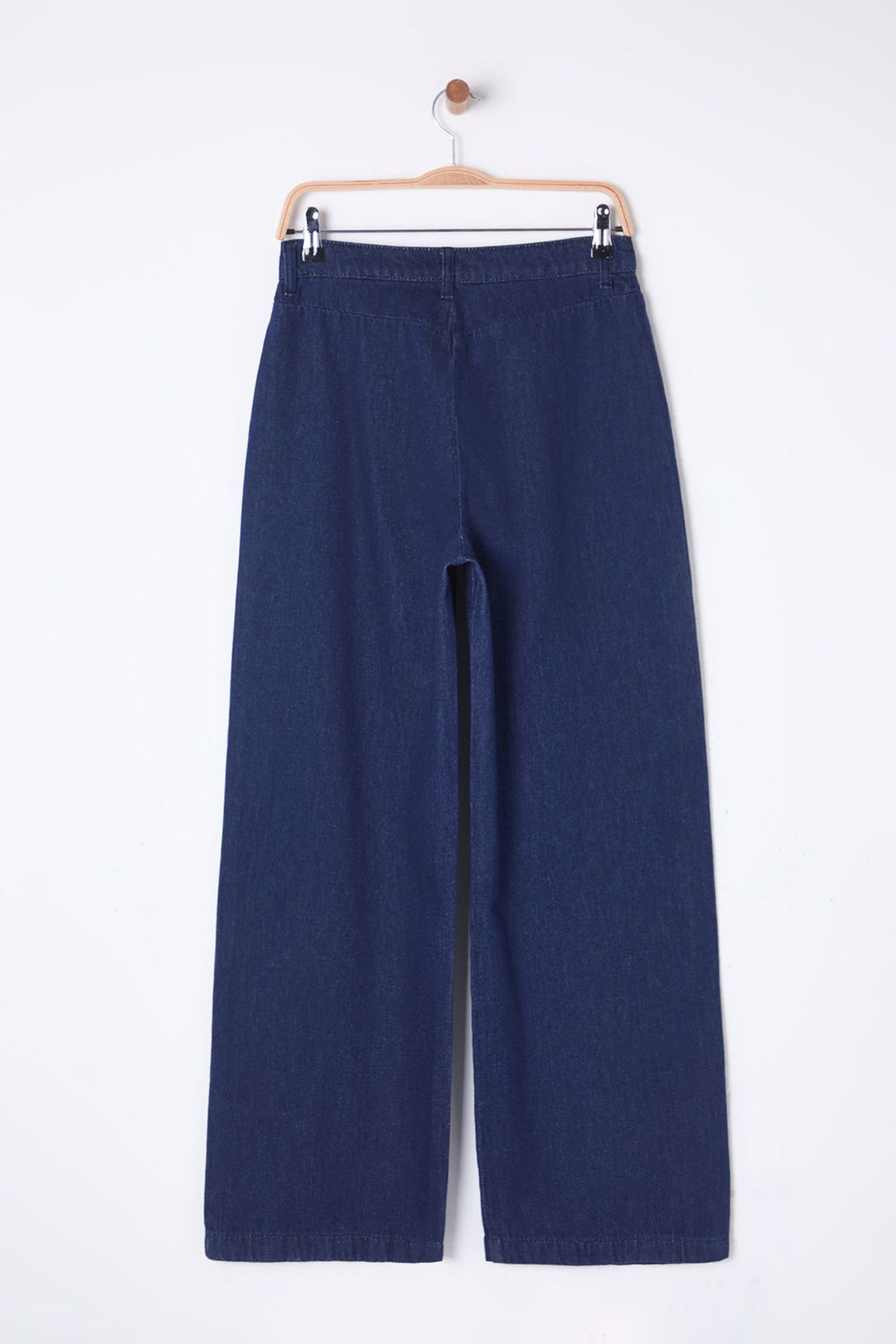 Koyu Mavi Pileli Yuksek Bel Wide Leg Jeans TWOSS25JE00040 - Trendyolmilla фото 8