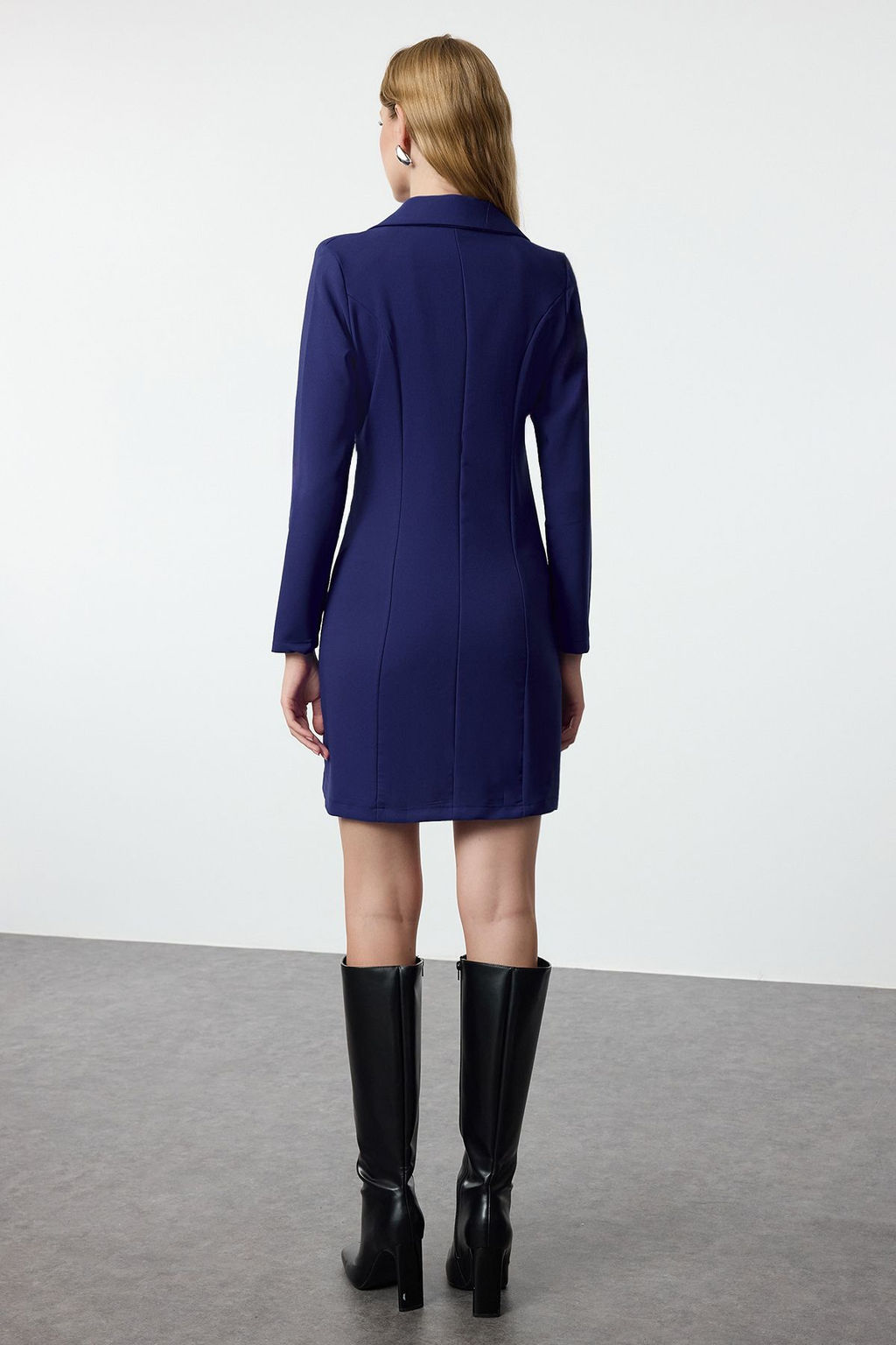 Saks Ceket Yaka Fermuar Detayl? Dokuma Elbise TWOAW24EL00292