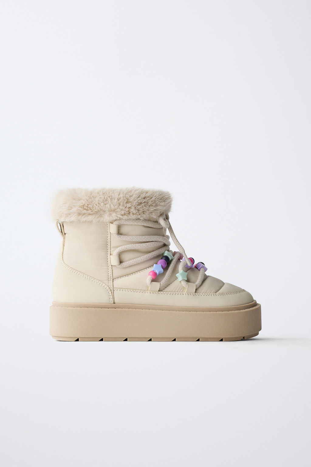 BEADED ANKLE BOOTS WITH FAUX FUR LINING