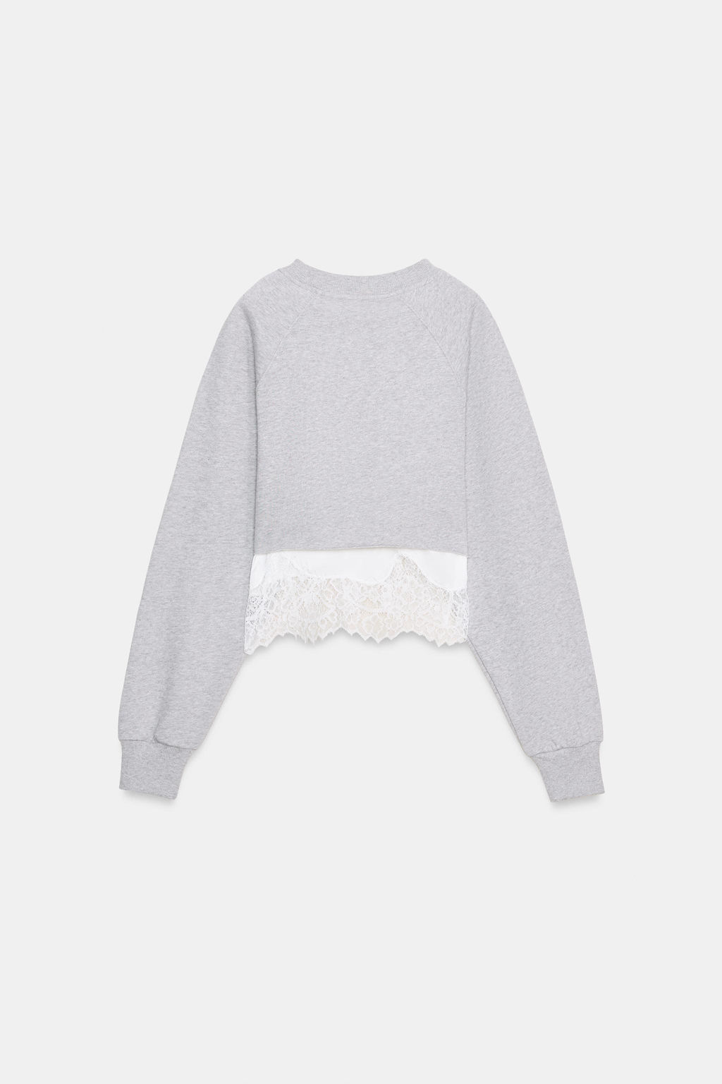 SUDADERA CROP COMBINADA ENCAJE / Gris vigor? - Zara фото 6