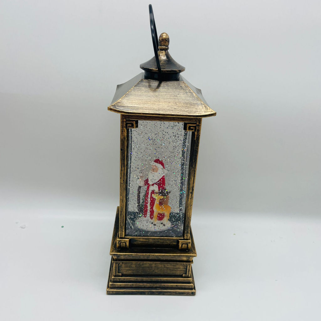 Новогодний декор Фонарь стекло - Дед мороз с оленем 30 см (арт. 8336RA) - Ип лебедев о.ю фото 3