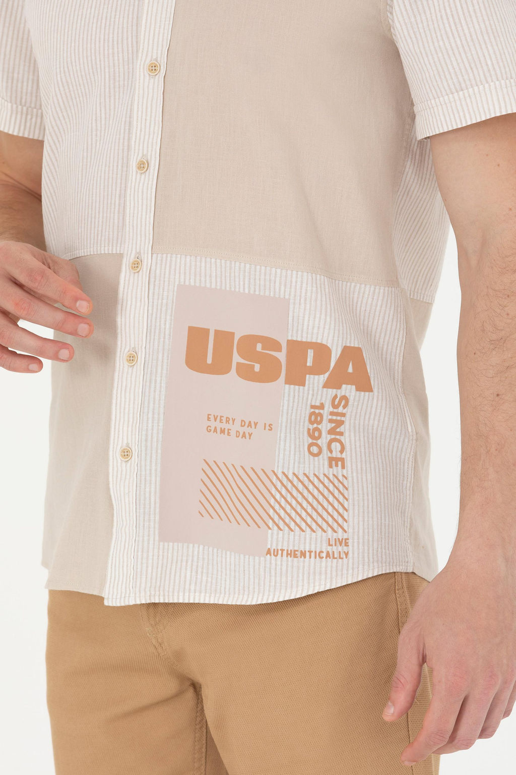 U. S. Polo Assn Мужская рубашка с коротким рукавом Stone - U.s. polo assn фото 21