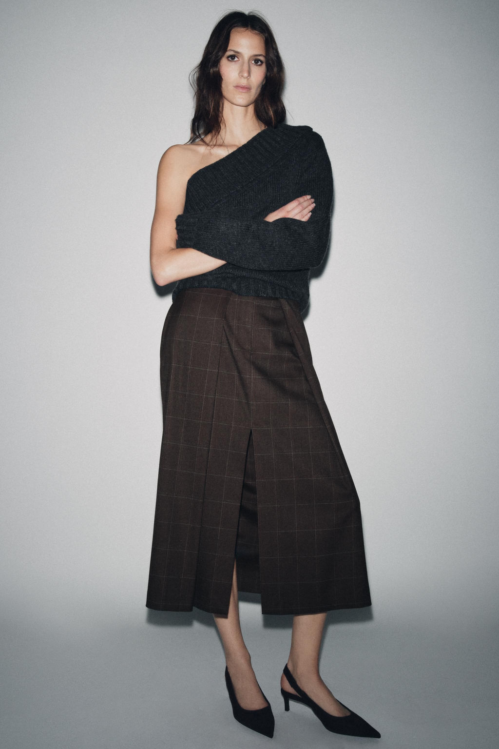 ZW COLLECTION PLEATED CHECK SKIRT - Zara фото 4