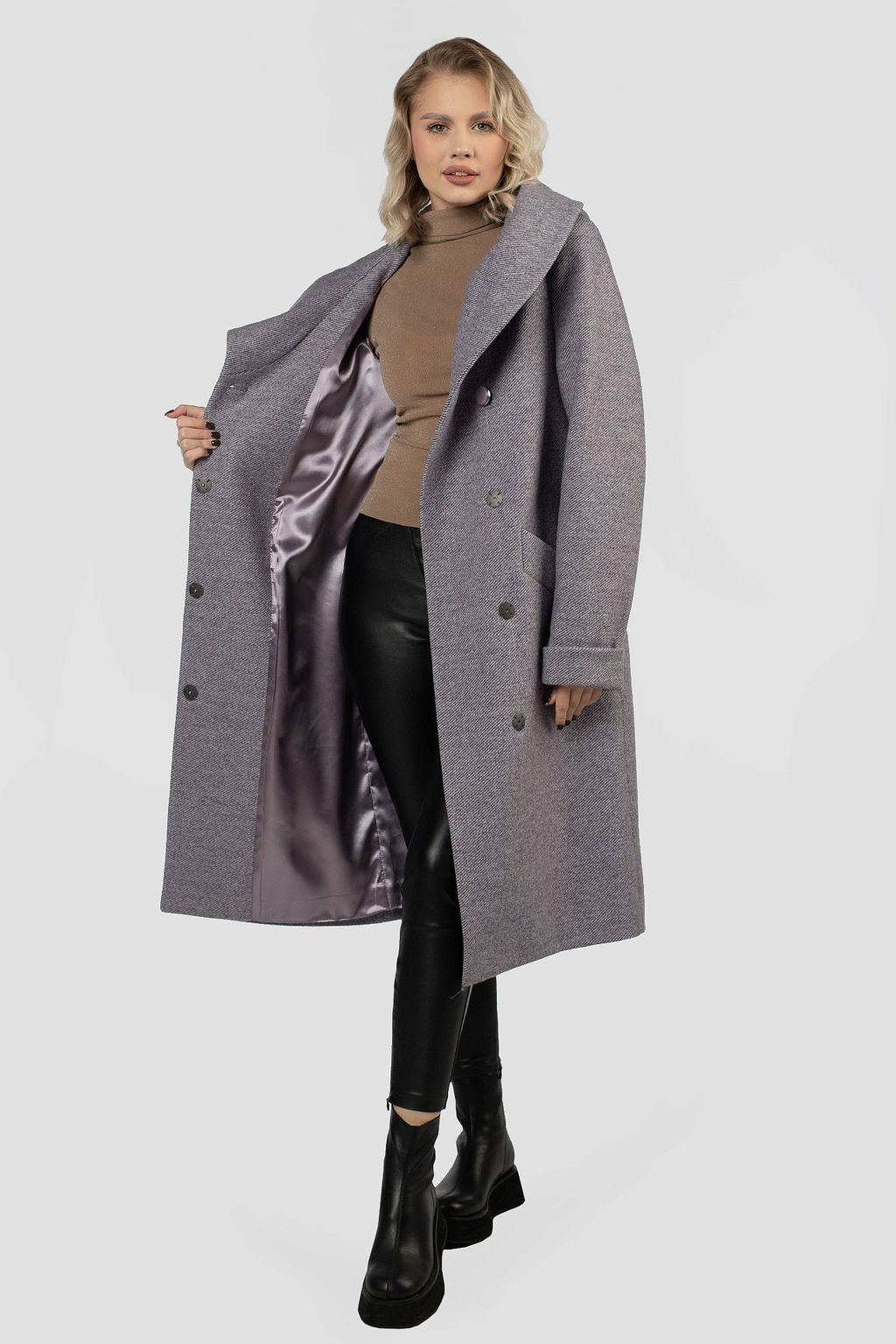 01-12058 Пальто женское демисезонное (пояс) - El podio фото 2