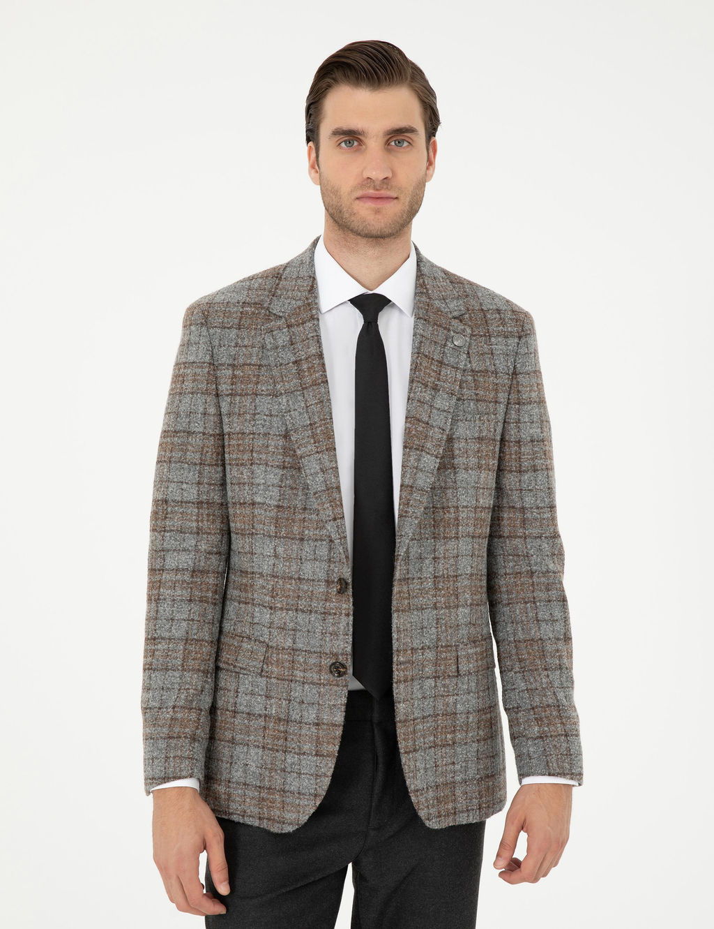 F_me Slim Fit Y_n Kar___ml_ Ekose Ceket