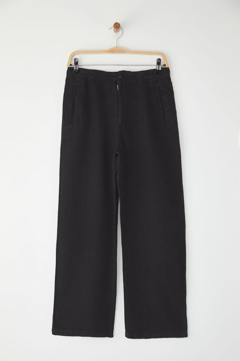 Siyah %100 Keten Yuksek Bel Cep Detayl? Straight Pantolon TWOSS25JE00245 - Trendyolmilla фото 5