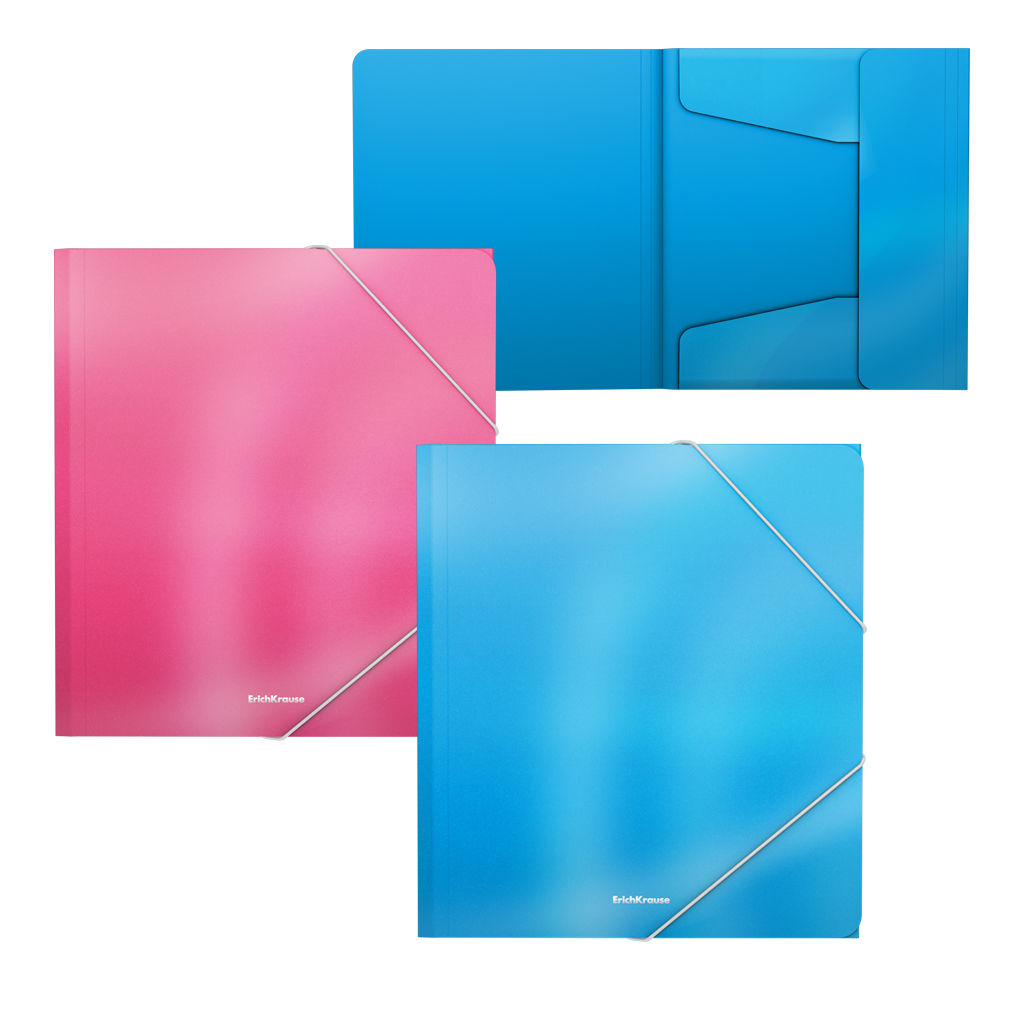 Цена за 4 шт. Папка для тетрадей на резинках пластиковая ErichKrause Glossy Bubble Gum, арома, A5+, ассорти (в пакете по 4 шт.)