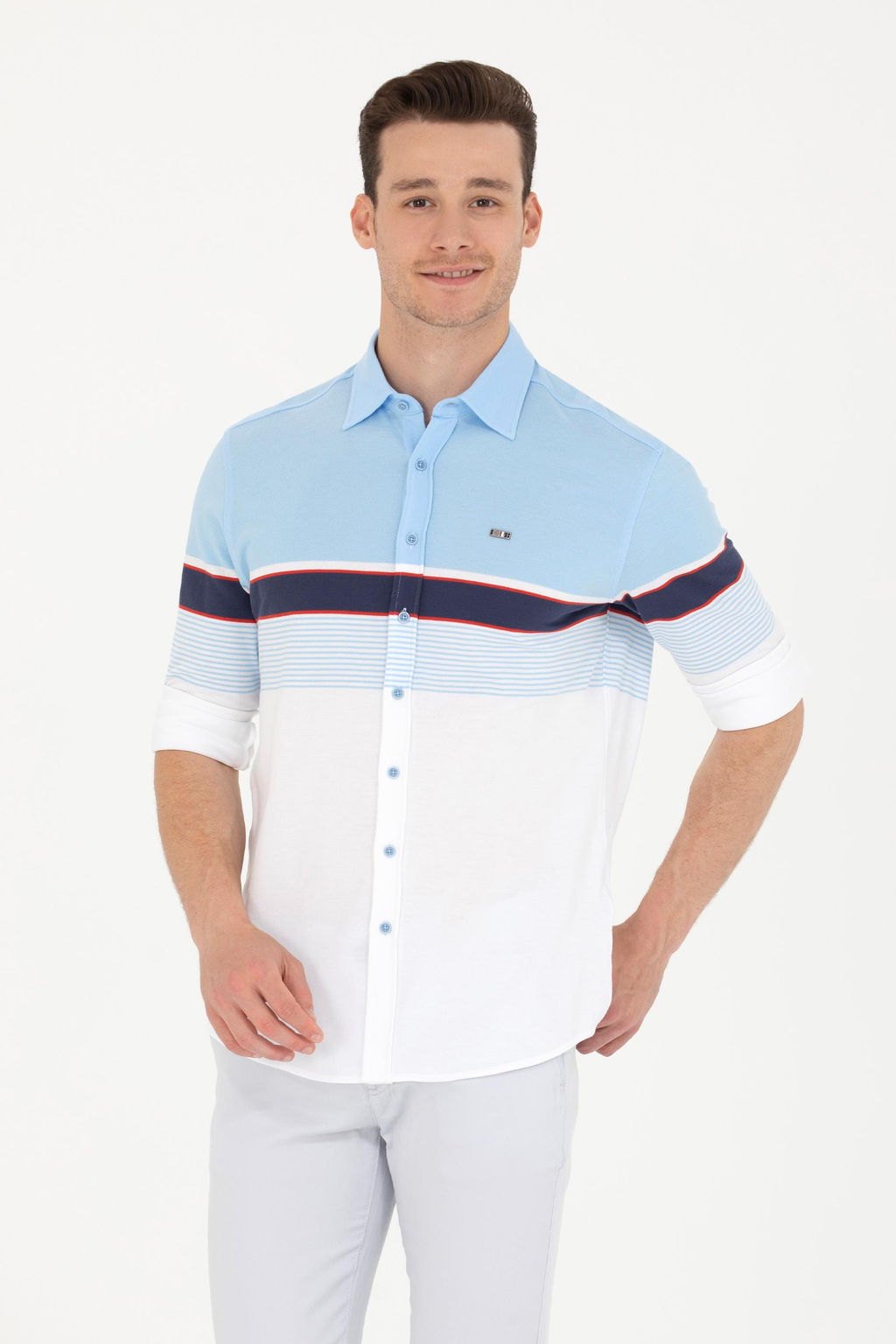 Мужская синяя рубашка с длинным рукавом - U.s. polo assn фото 15