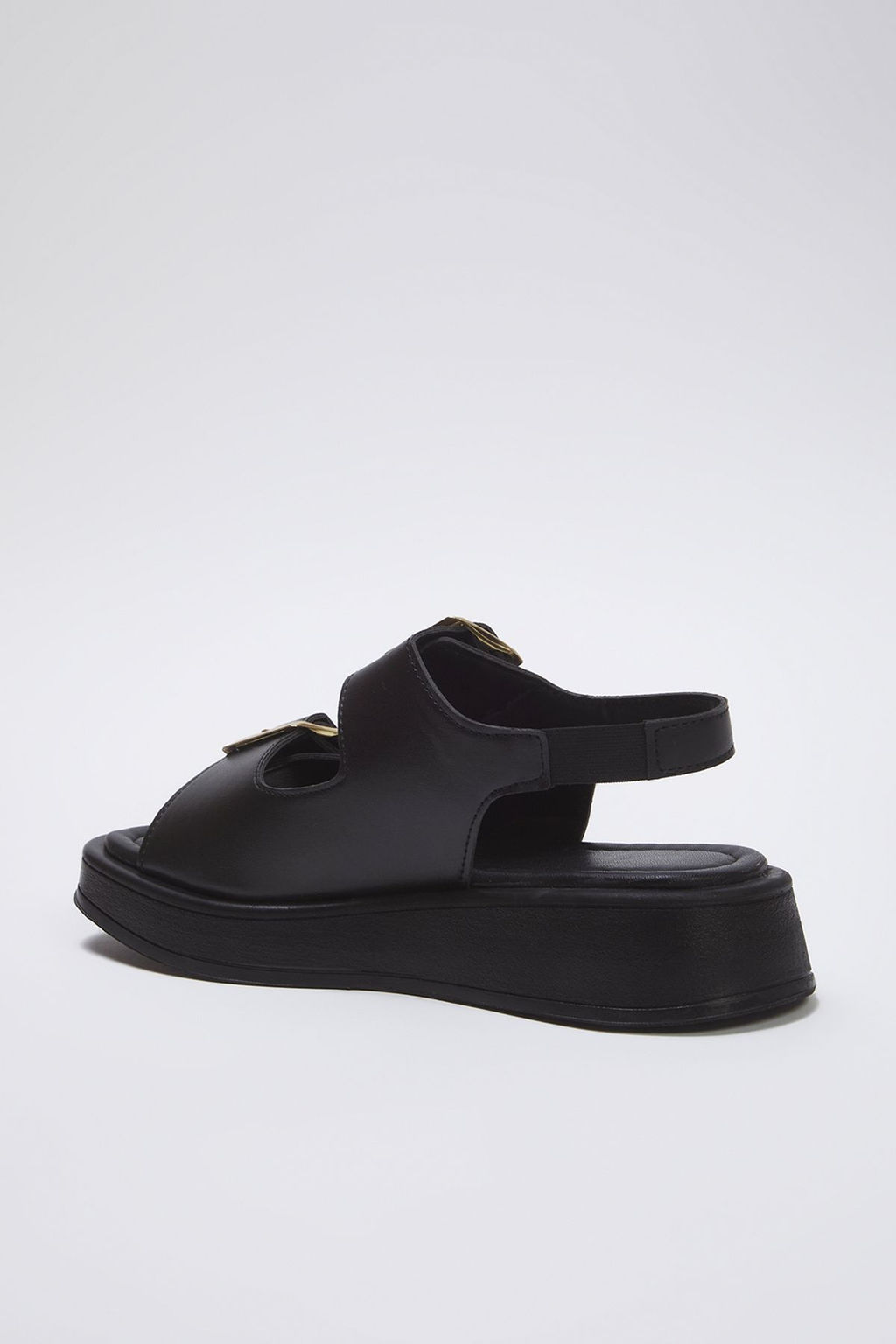 Siyah Cift Tokal? Kad?n Kal?n Taban Sandalet 
TAKAW25SD00000