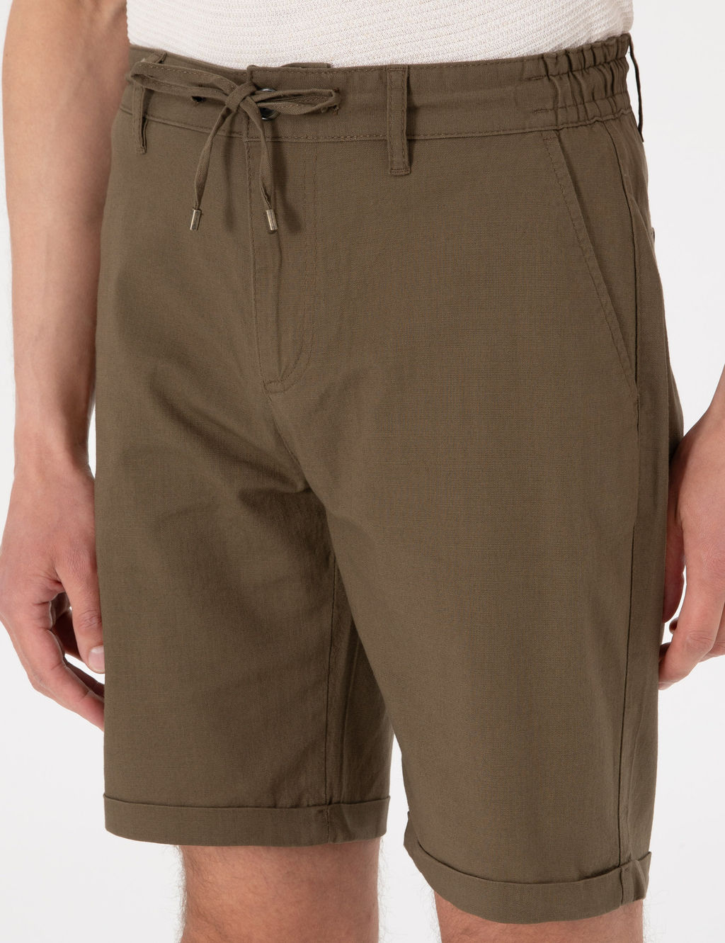 Haki Slim Fit Beli Lastikli Ba_c_kl_ Dokuma _ort