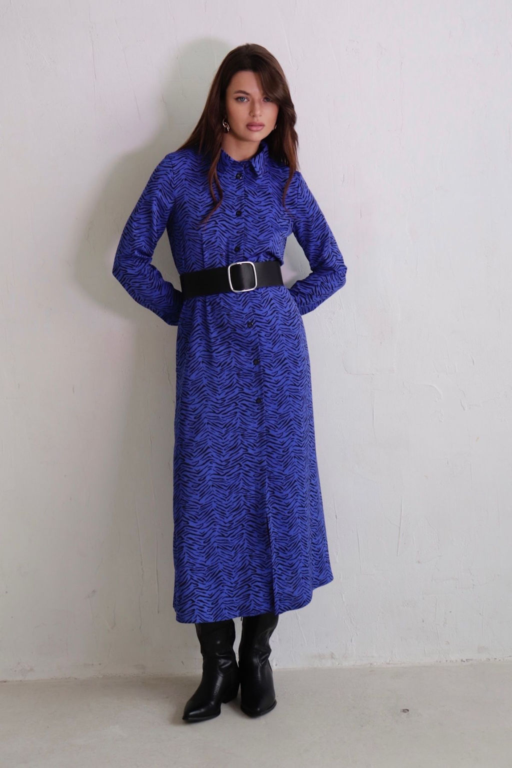 10944 Платье-рубашка удлинённое сапфир - Martichelli фото 3