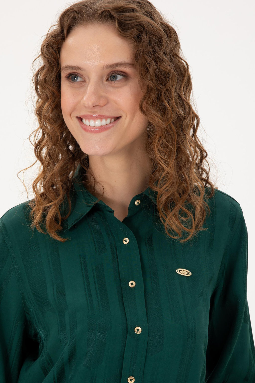 Женская темно-зеленая рубашка с длинным рукавом Неожиданная скидка в корзине - U.s. polo assn фото 2