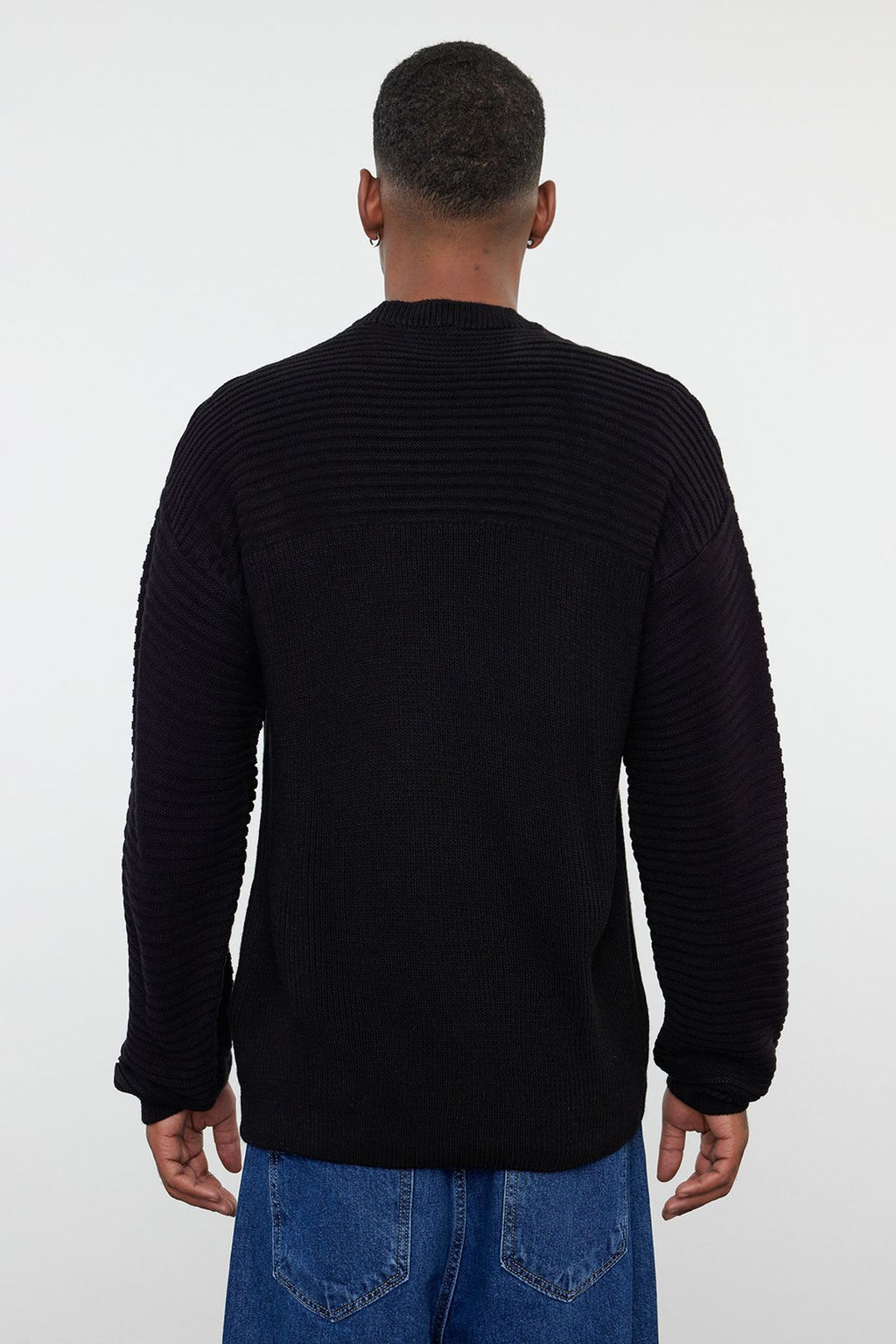 Mavi Unisex Oversize Bisiklet Yaka Duz Triko Kazak TMNAW25KZ00004 - Trendyolmilla фото 14