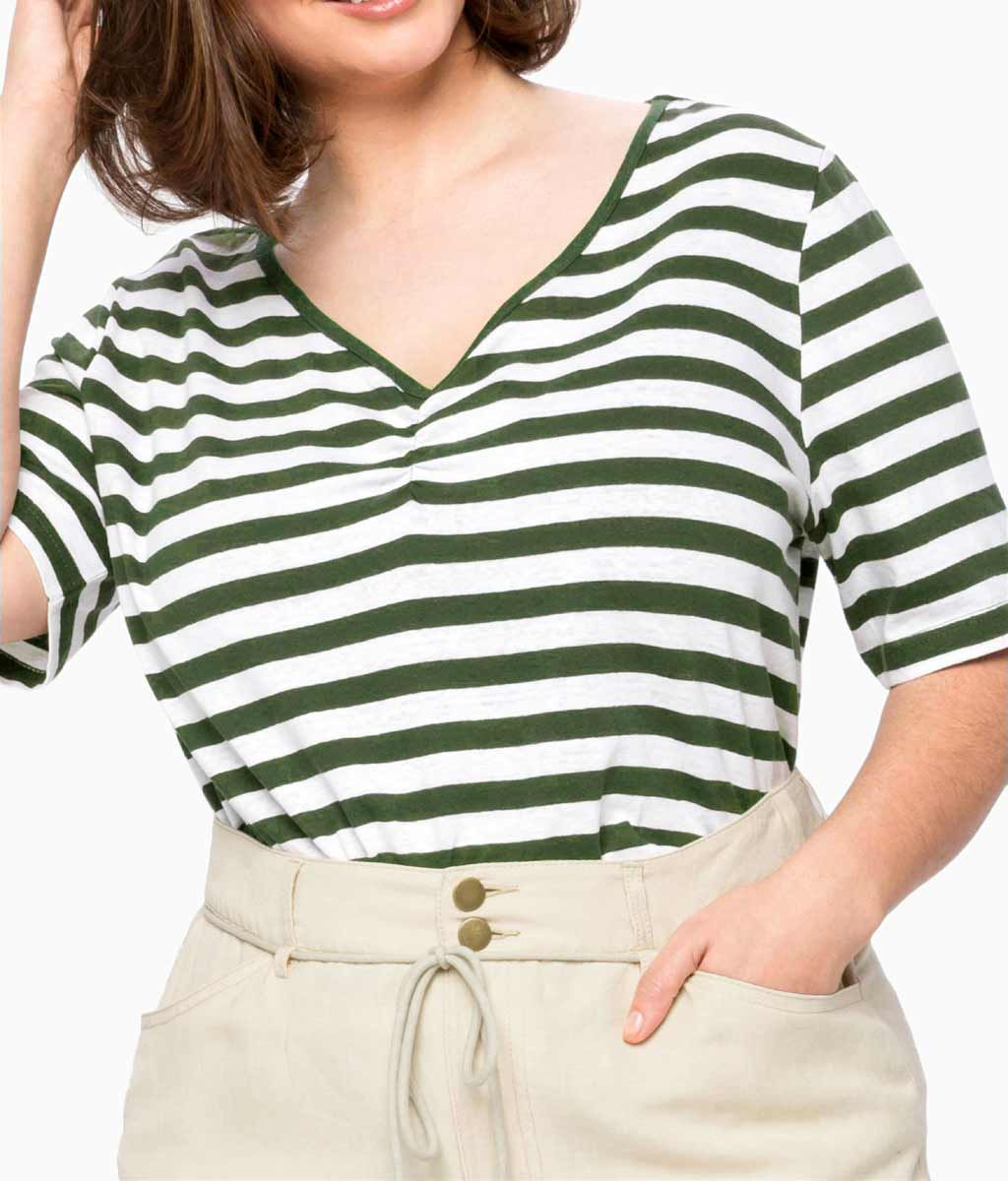 Блузка, темно-оливковая-экрю - Sheego фото 5