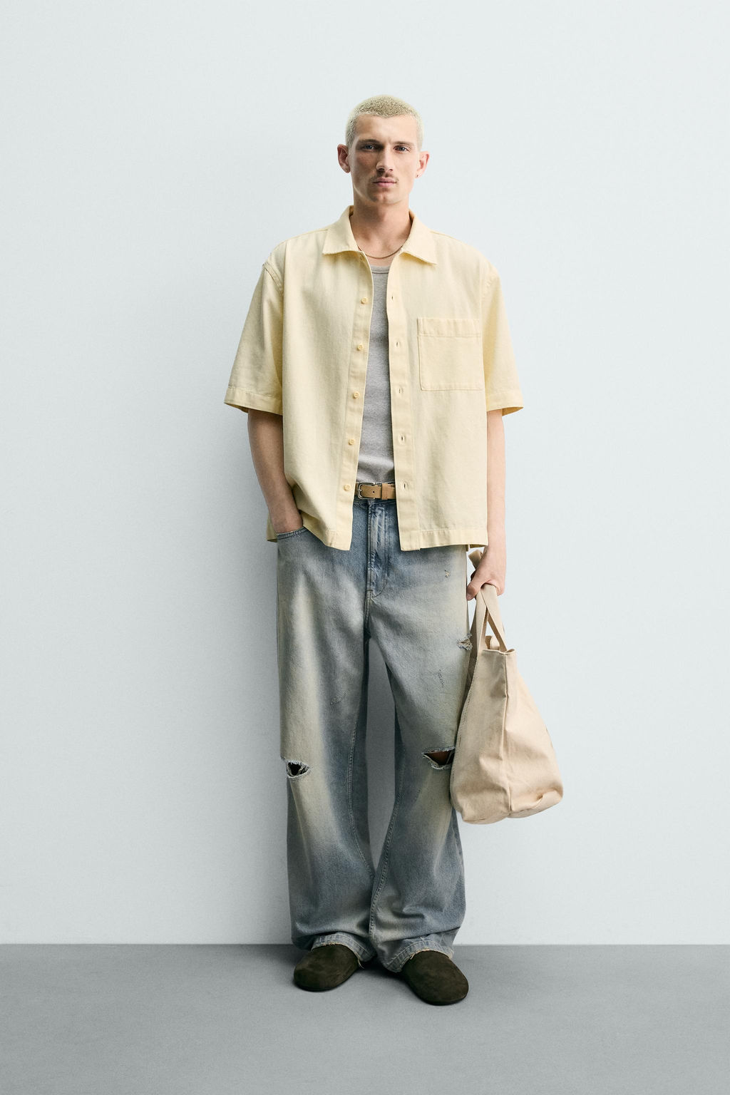 SOBRECAMISA ESTRUCTURA BORDADO / Amarillo