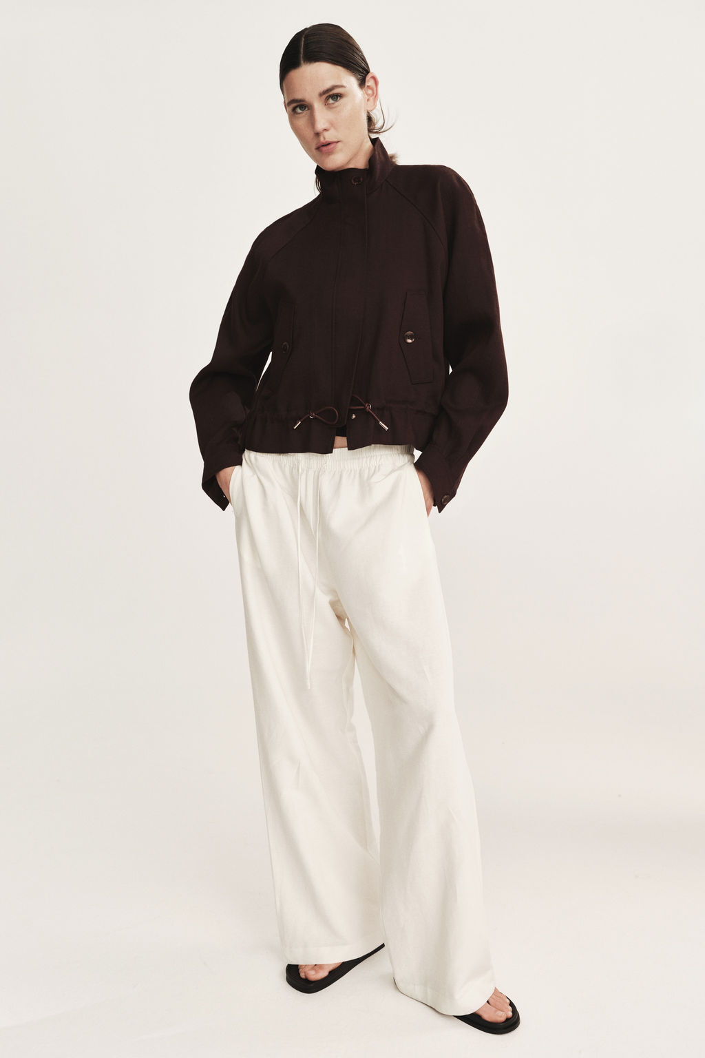 Chaqueta oversize en mezcla de lino - H&m фото 5