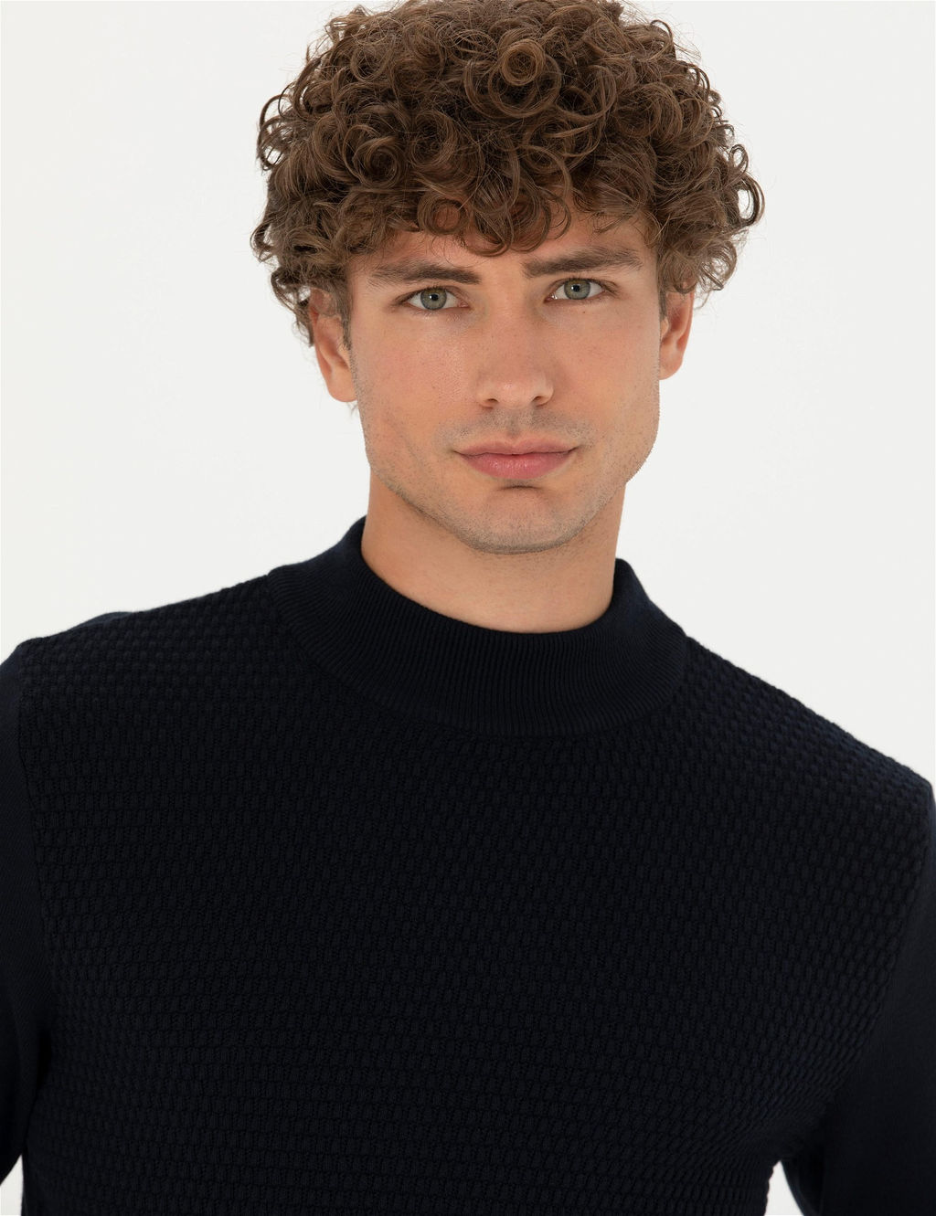 Lacivert Slim Fit Yar_m Bal_k__ Yaka Triko Kazak - Pierre cardin фото 2