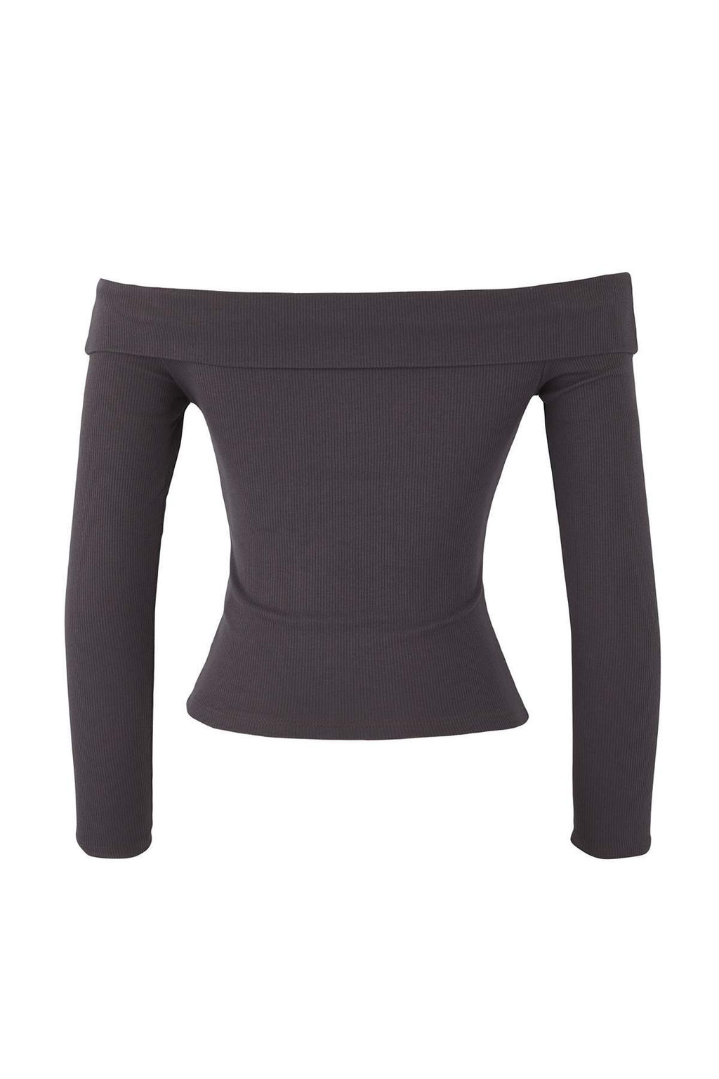 Teen Antrasit Fitted/Vucuda oturan Carmen Yaka Dugmeli Fitilli Esnek Orme Bluz TWOAW26BZ00076