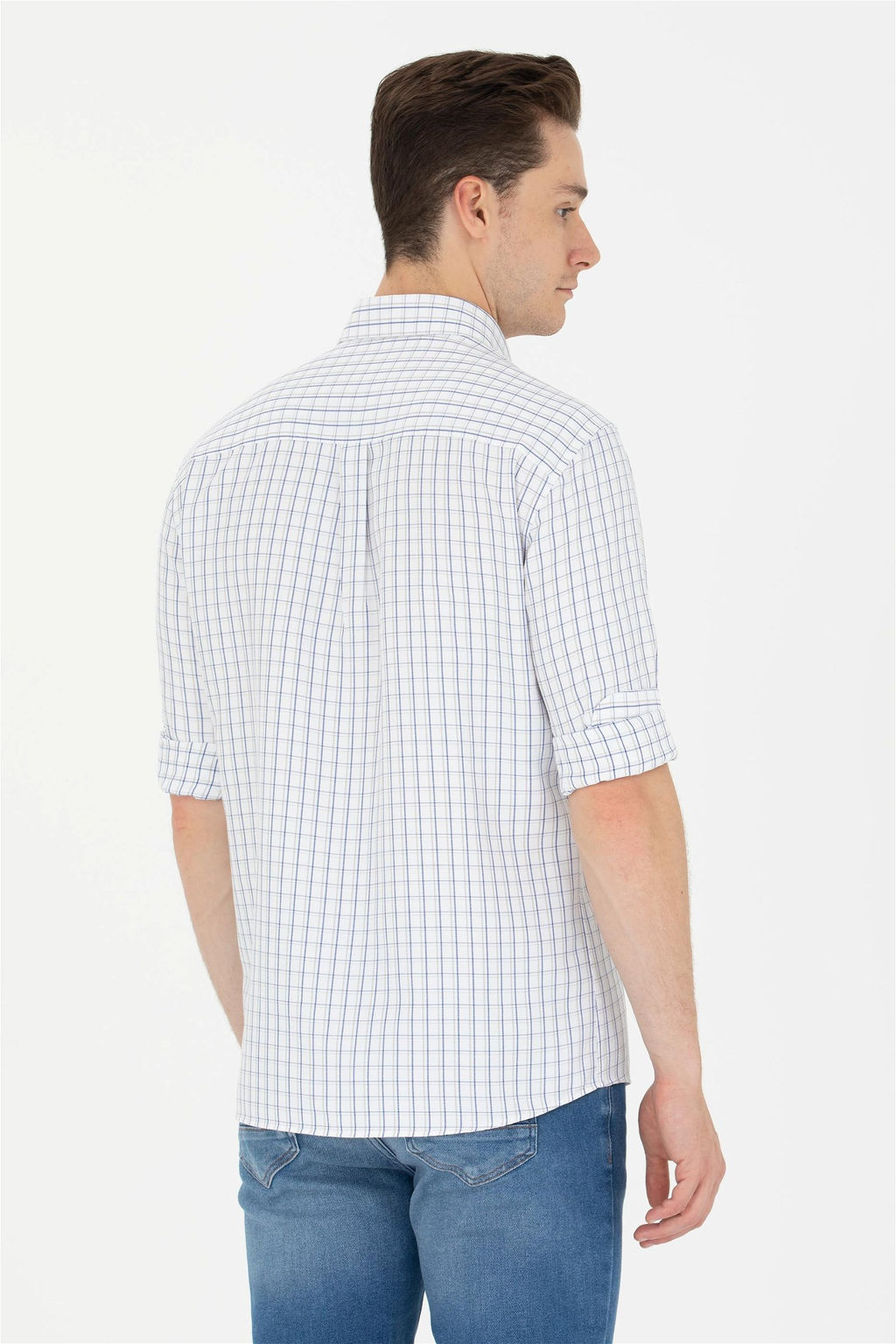 U. S. Polo Assn Мужская темно-синяя белая рубашка в клетку - U.s. polo assn фото 12